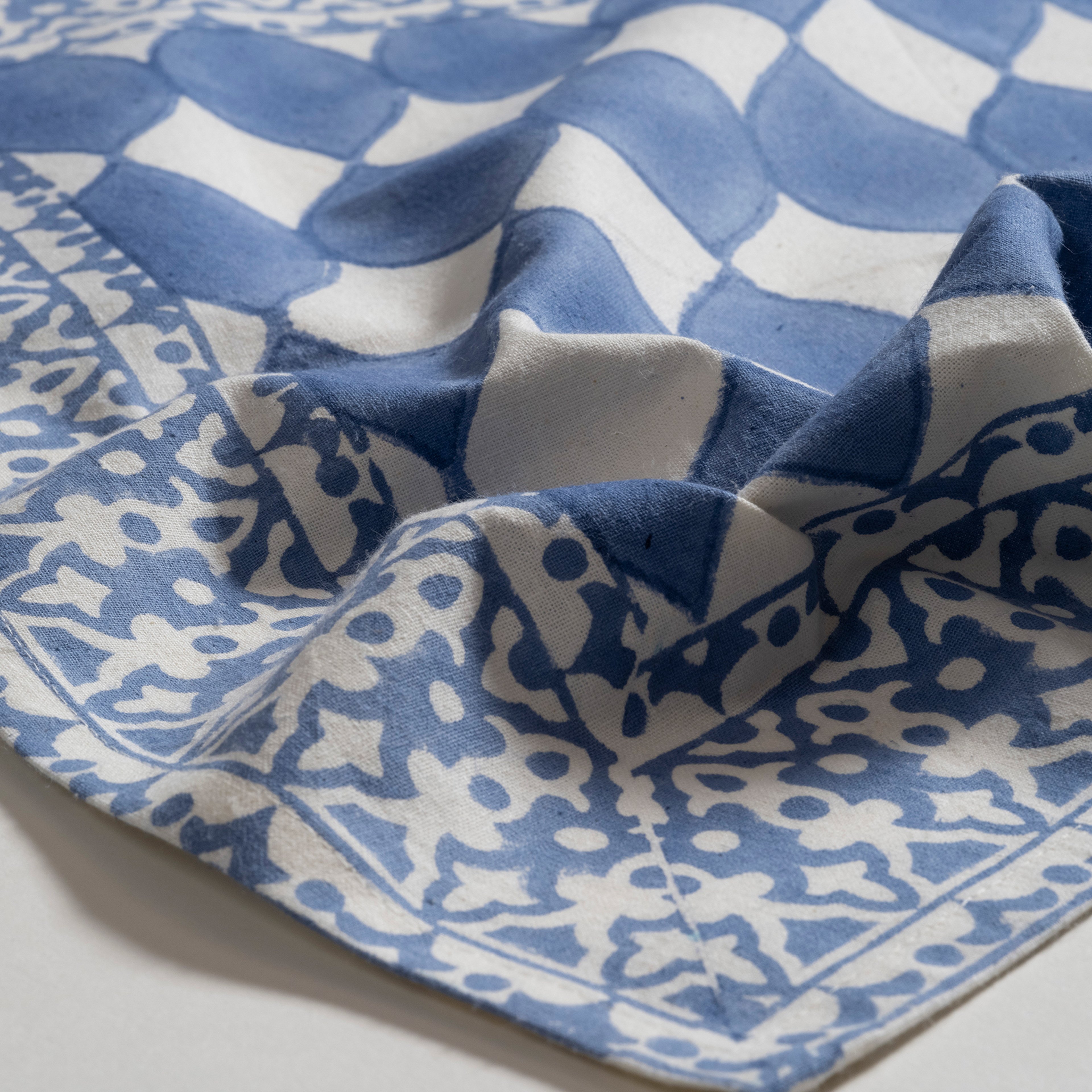 Maotha El Baskısı Pamuk %100 Pamuk Peçete 45x45 Cm Mavi