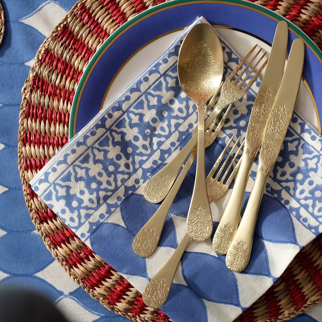 Maotha El Baskısı Pamuk %100 Pamuk Peçete 45x45 Cm Mavi