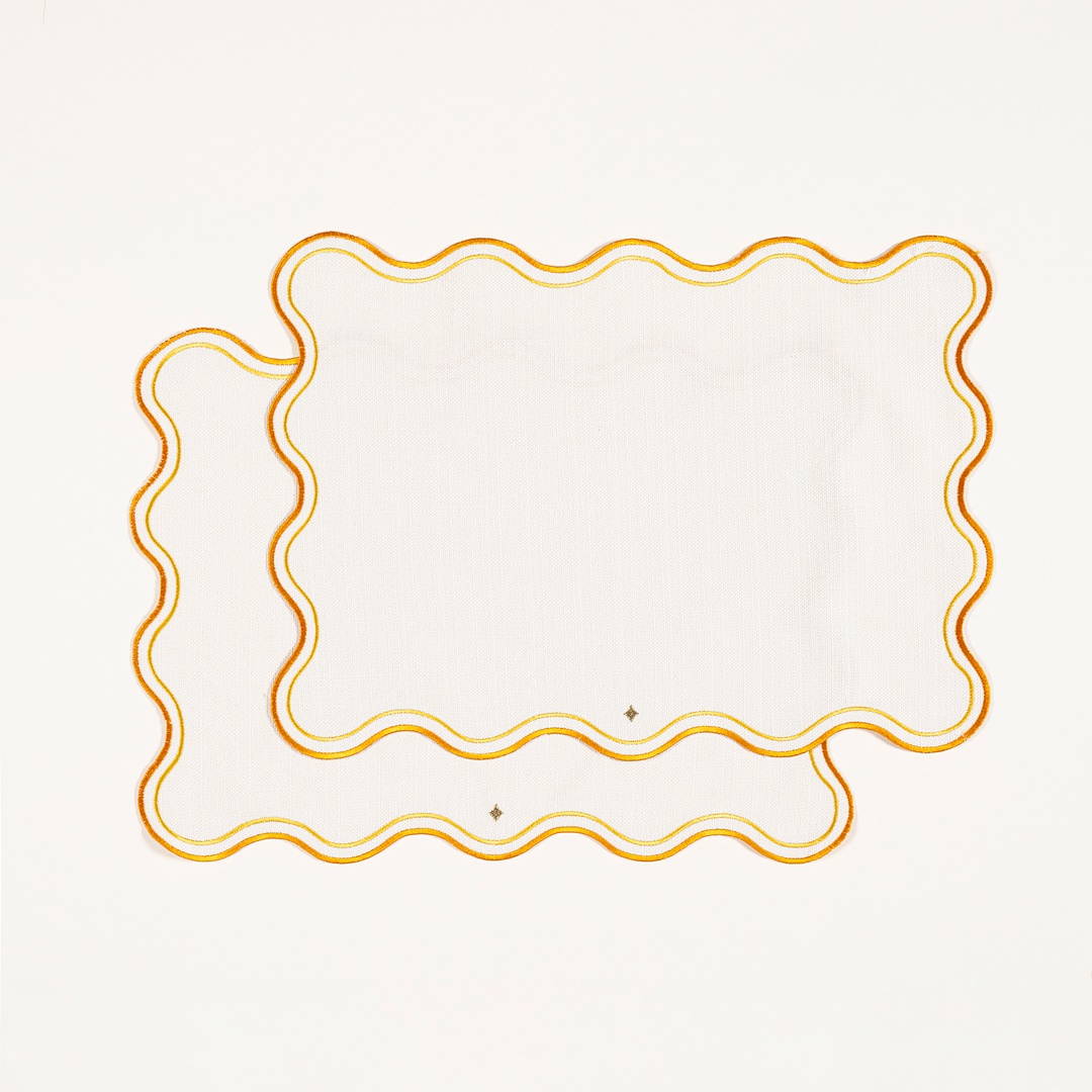 Prusa Nakışlı 2'li Polyester %100 Polyester Amerikan Servis 35x50 Cm Sarı