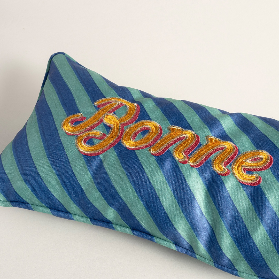 Prusa Dijital Baskılı Nakışlı Dolgulu Kırlent 20x50 Cm Yeşil/mavi