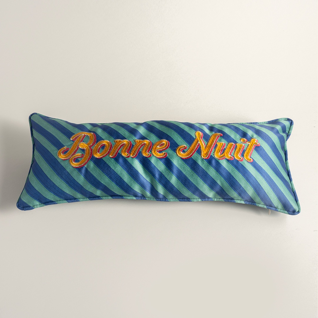 Prusa Dijital Baskılı Nakışlı Dolgulu Kırlent 20x50 Cm Yeşil/mavi