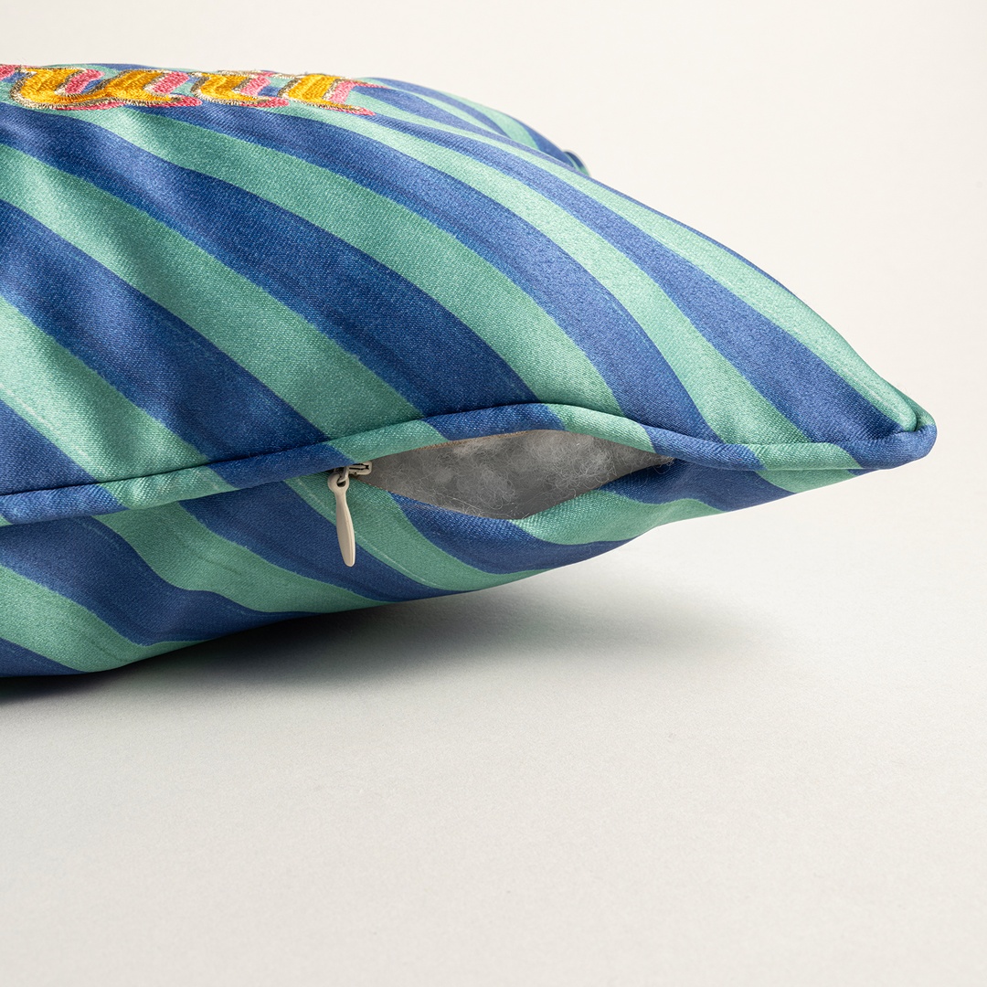 Prusa Dijital Baskılı Nakışlı Dolgulu Kırlent 20x50 Cm Yeşil/mavi