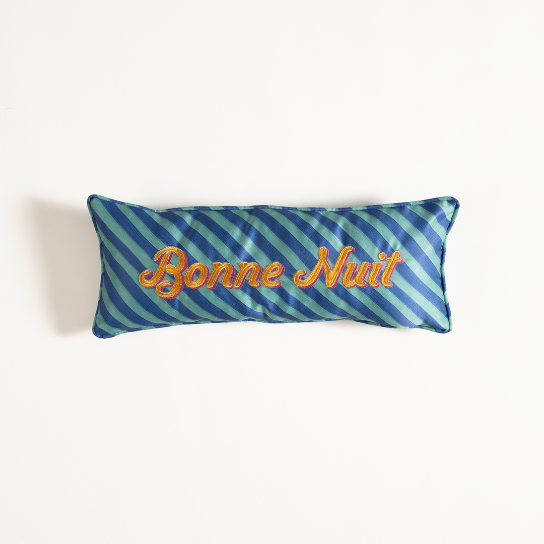 Prusa Dijital Baskılı Nakışlı Dolgulu Kırlent 20x50 Cm Yeşil/mavi