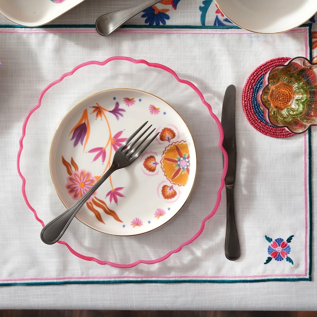 Prusa Nakışlı 2'li Polyester %100 Polyester Amerikan Servis 35x50 Cm Pembe - Yeşil