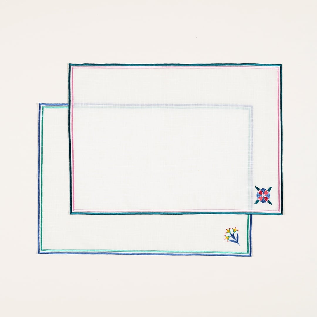 Prusa Nakışlı 2'li Polyester %100 Polyester Amerikan Servis 35x50 Cm Pembe - Yeşil