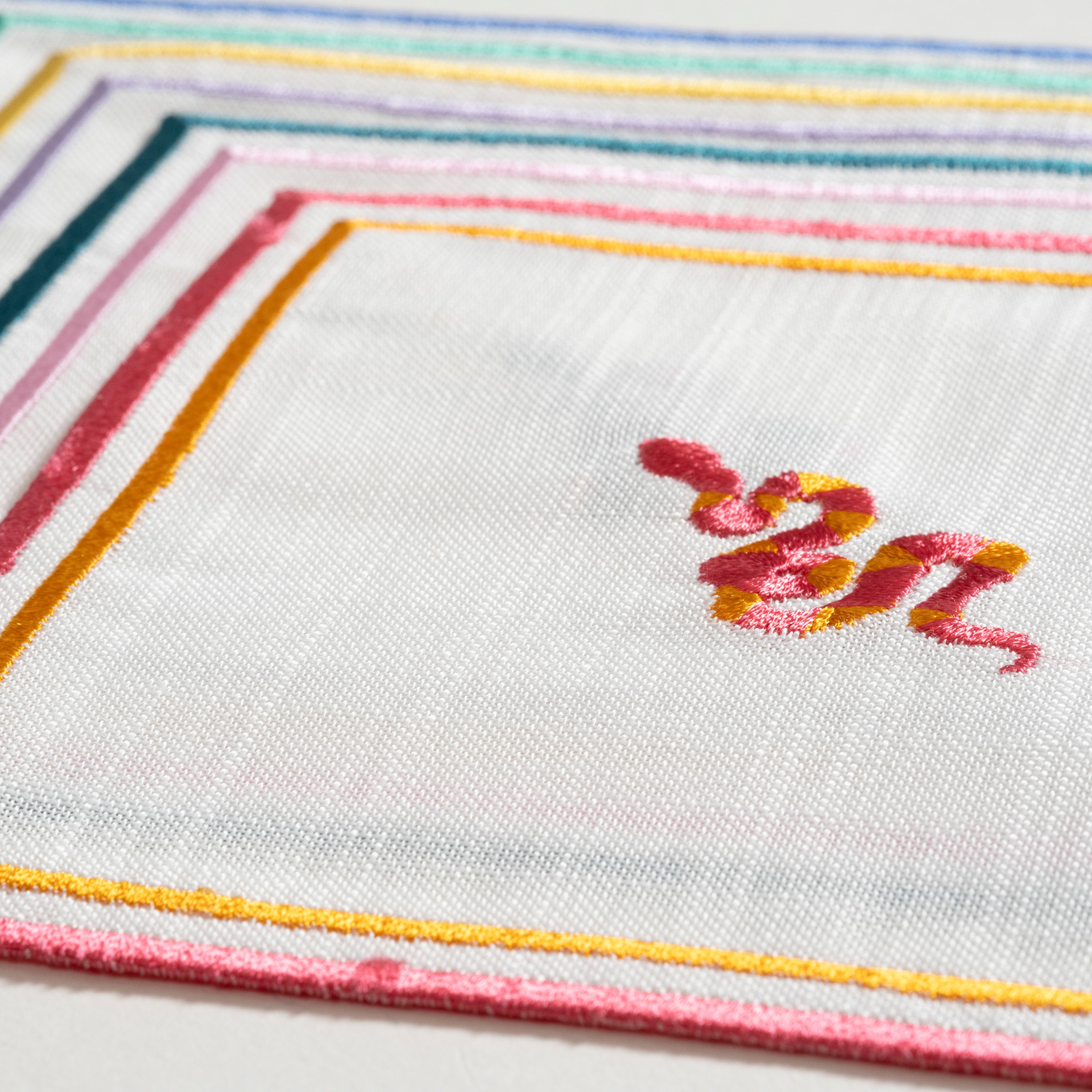 Prusa Nakışlı 4'lü Polyester %100 Polyester Kokteyl Peçetesi 13x13 Cm Ekru-renkli