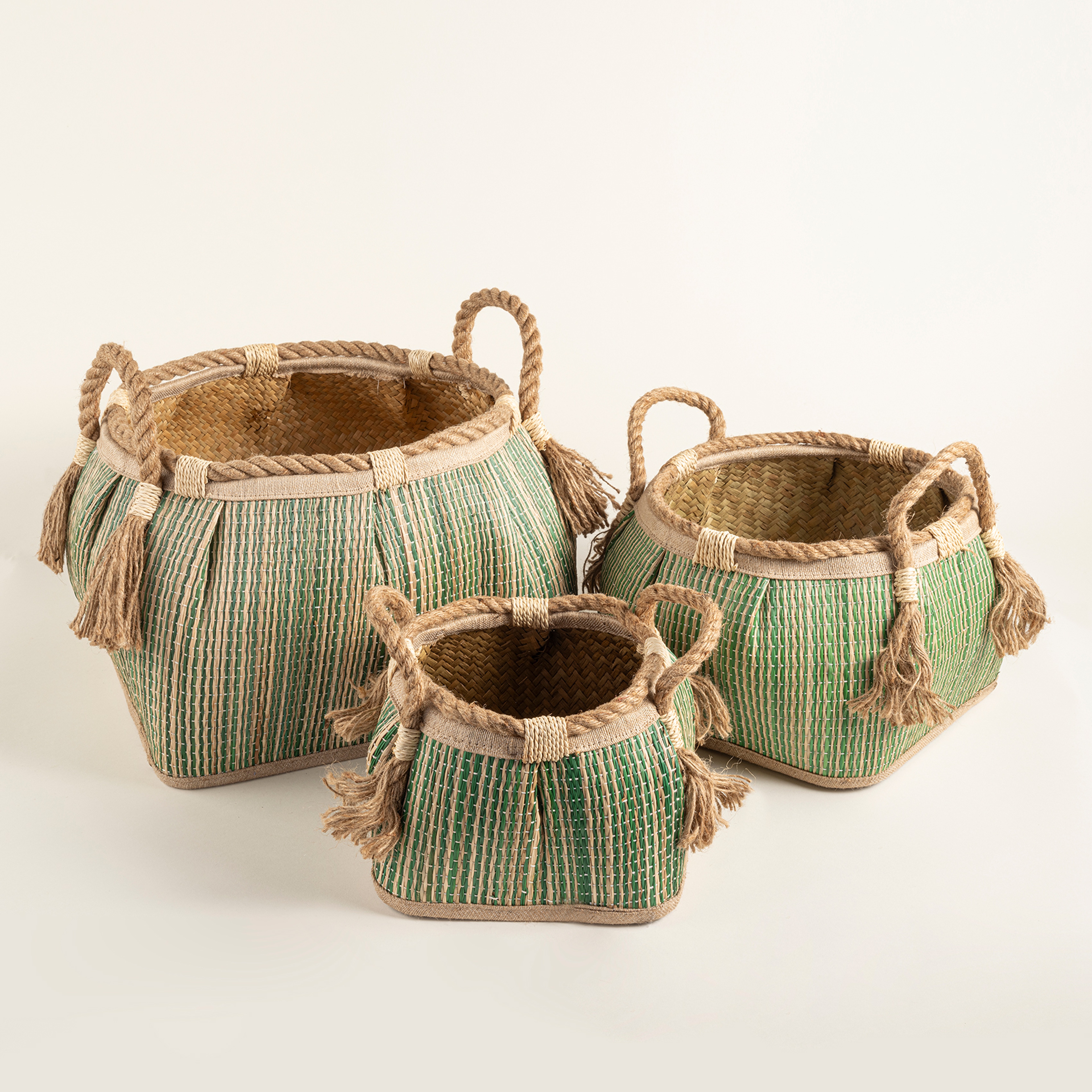 Polı Palm Leaf Sepet 40x33x36 Cm Yeşil