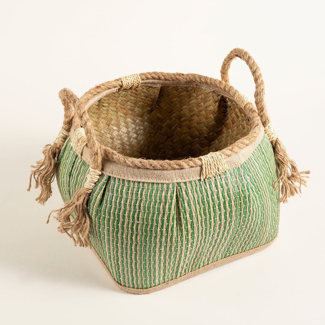 Polı Palm Leaf Sepet 40x33x36 Cm Yeşil