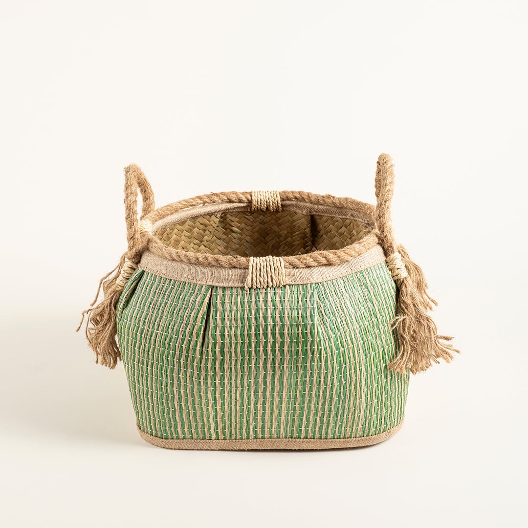 Polı Palm Leaf Sepet 40x33x36 Cm Yeşil