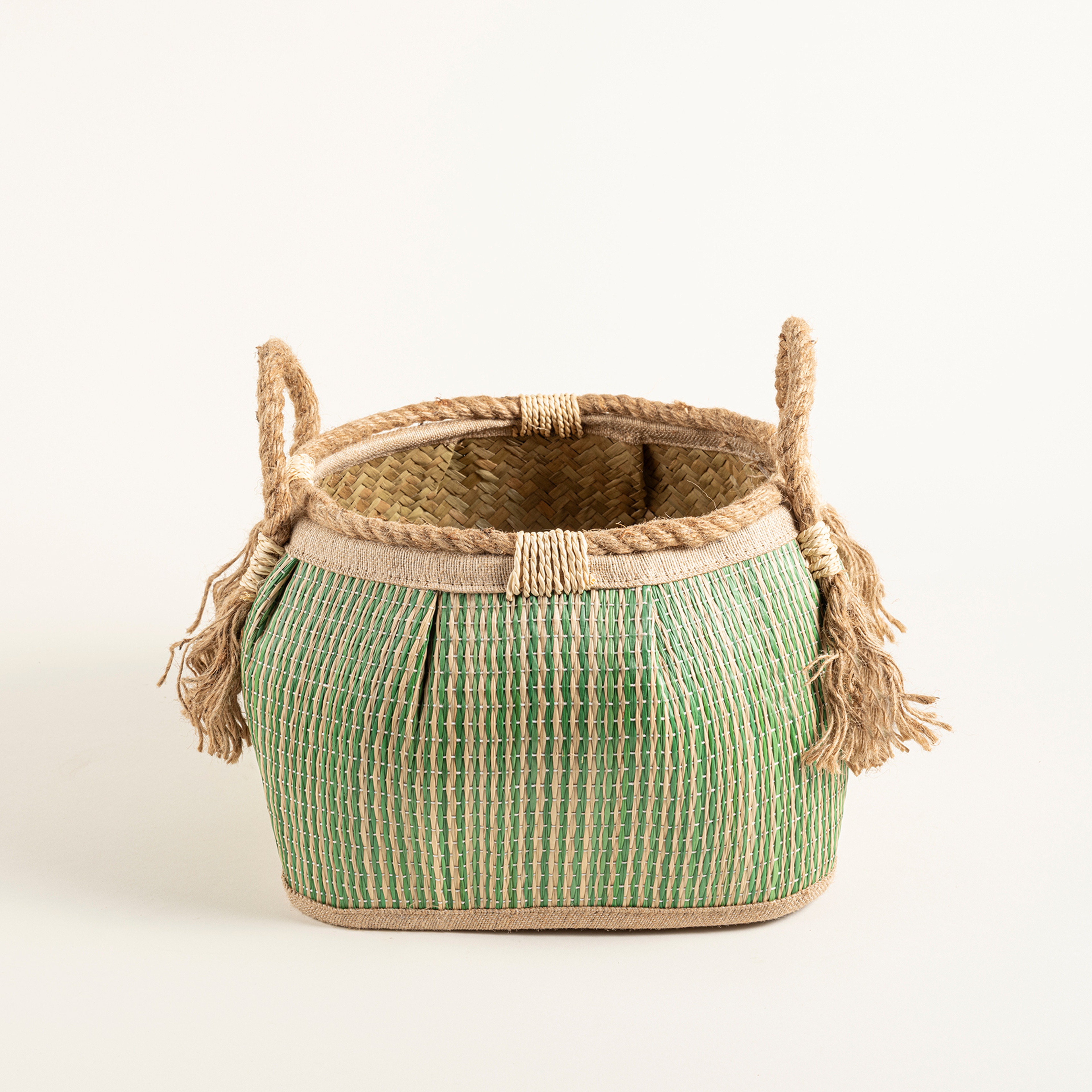 Polı Palm Leaf Sepet 40x33x36 Cm Yeşil