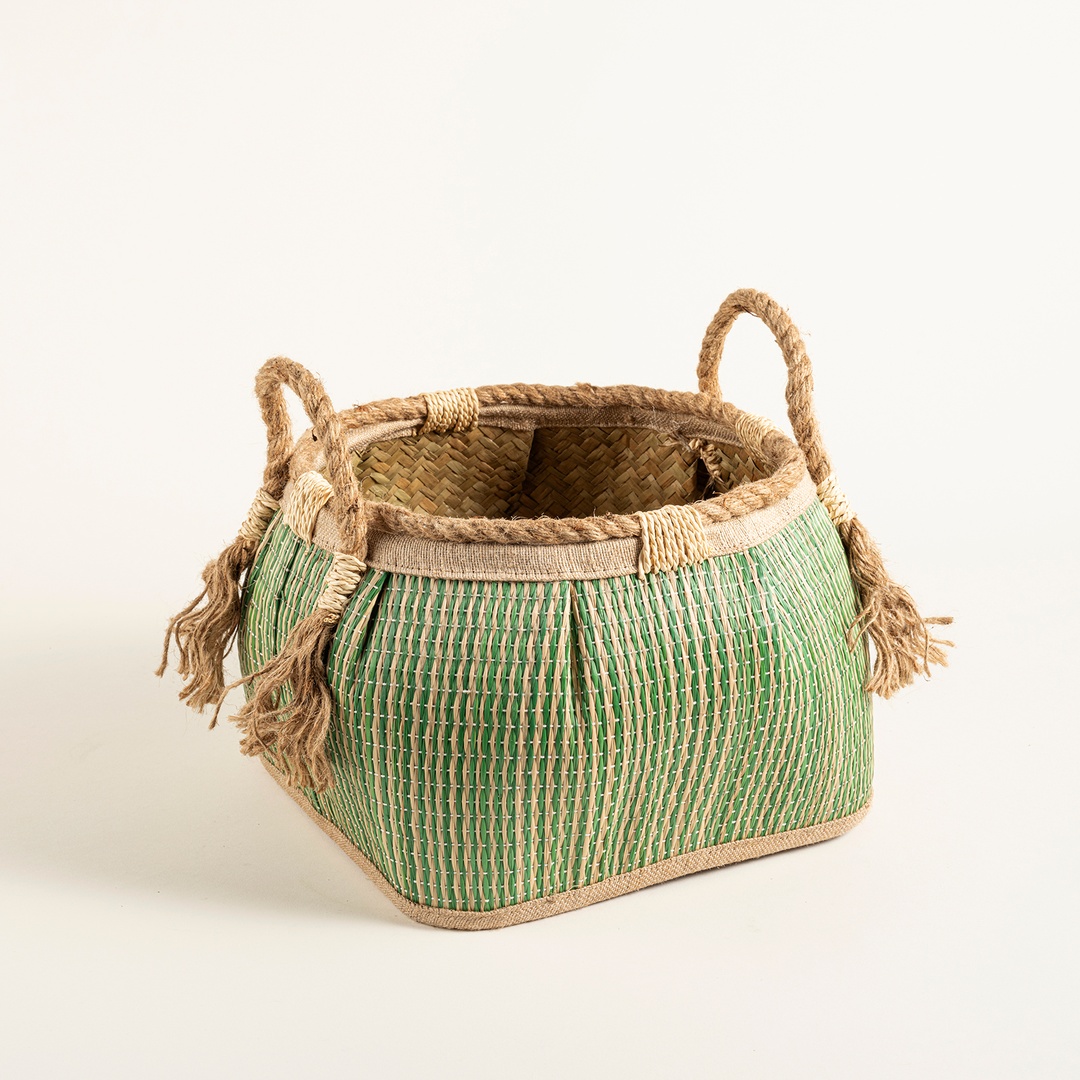 Polı Palm Leaf Sepet 40x33x36 Cm Yeşil