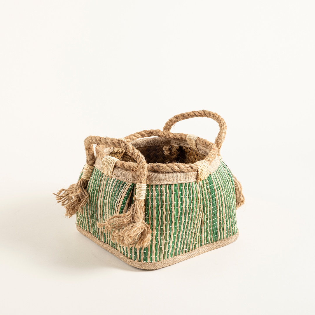 Polı Palm Leaf Sepet 22x20x22 Cm Yeşil