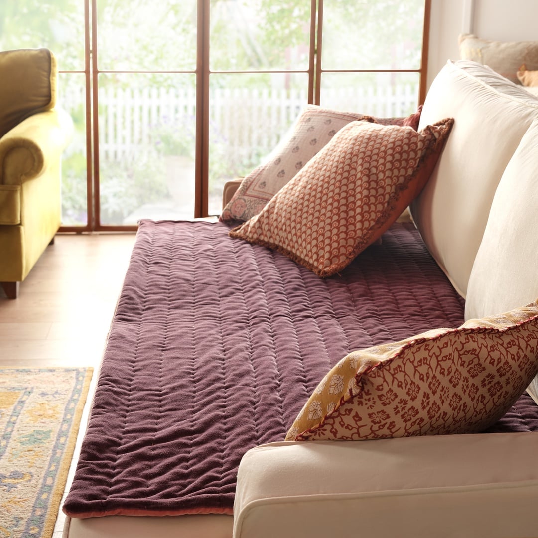 Okhla El İşi Kapitoneli Pamuk Kadife %100 Pamuk Kadife Koltuk Matı 85x185 Cm Vışne - Kıl