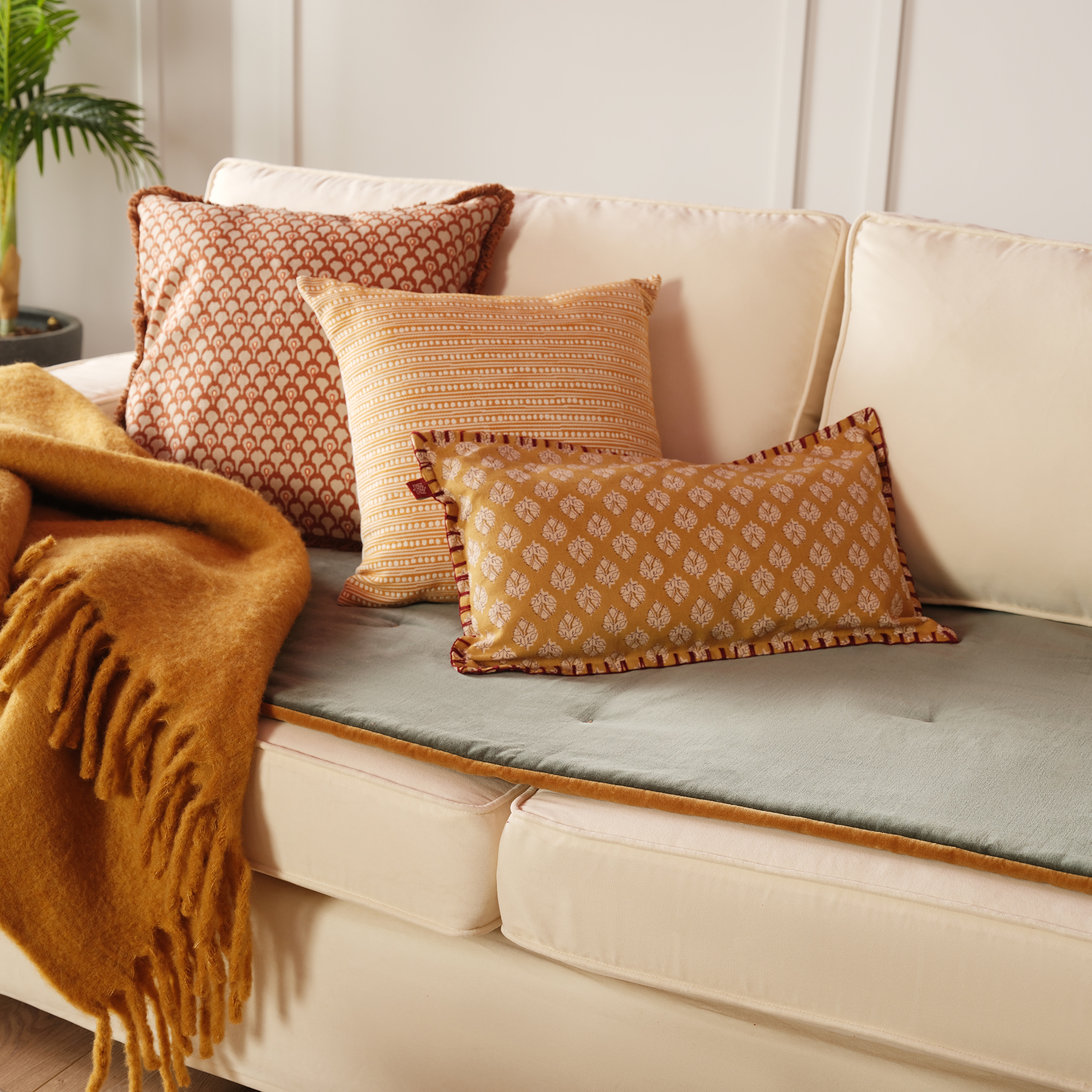 Okhla El İşi Kapitoneli Pamuk %100 Pamuk Kadife Koltuk Matı 85x185 Cm Orman Yeşilı - Hardal