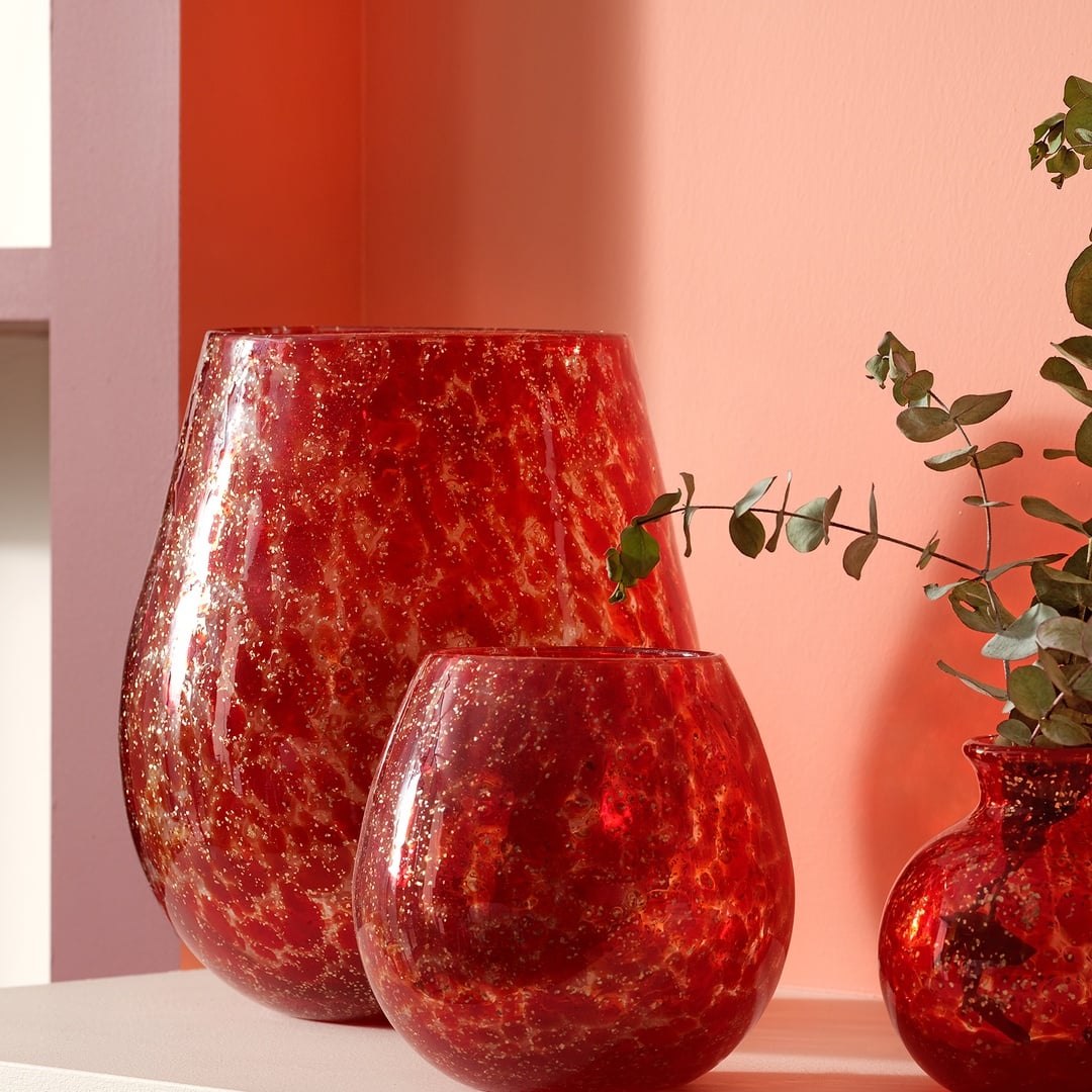 Macau Cam Vazo 21.5x21.5x26 Cm Kırmızı