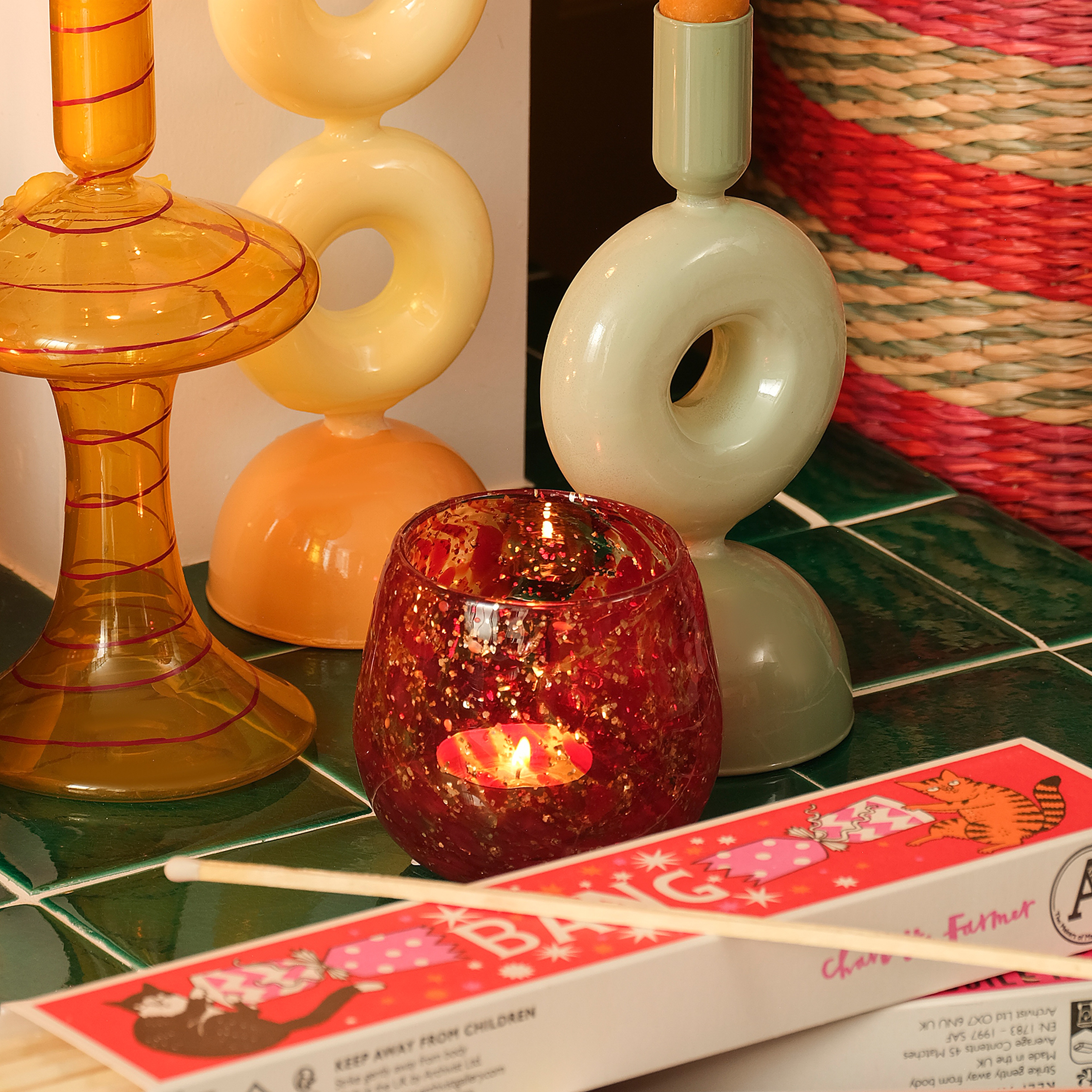 Macau Cam Vazo 9x9x8 Cm Kırmızı