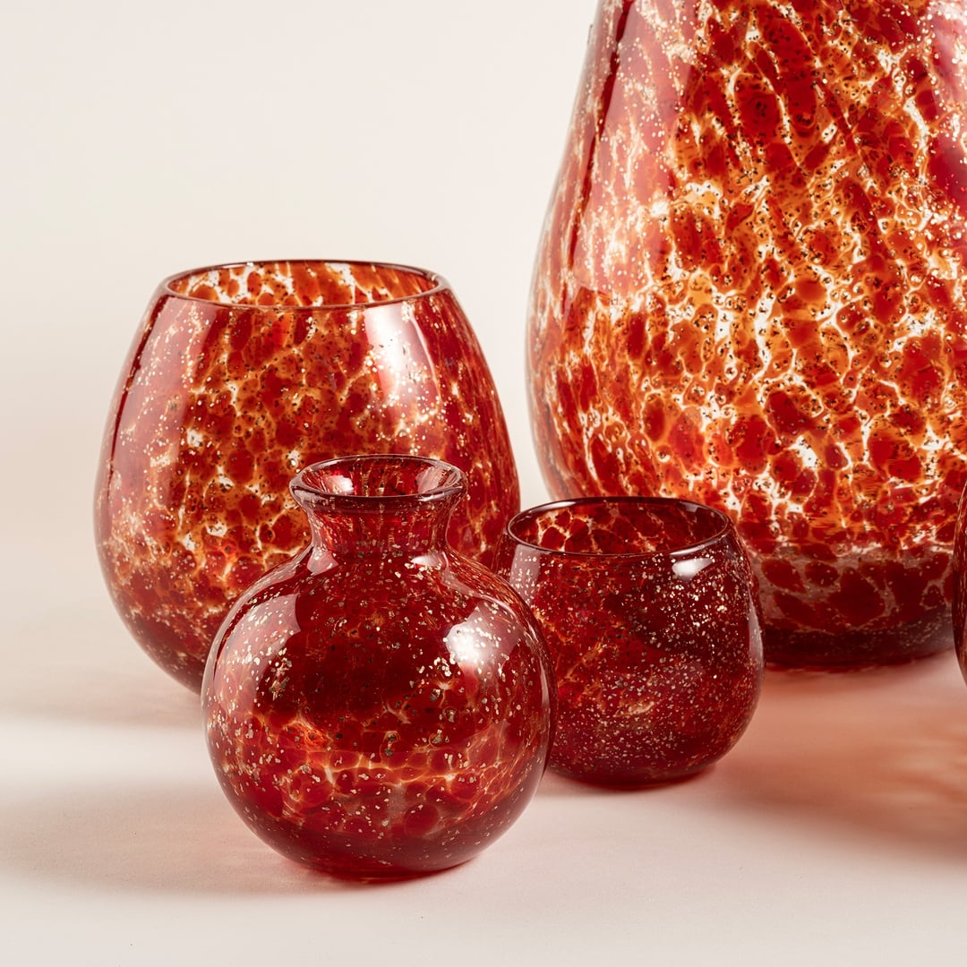 Macau Cam Vazo 10.5x10.5x12 Cm Kırmızı