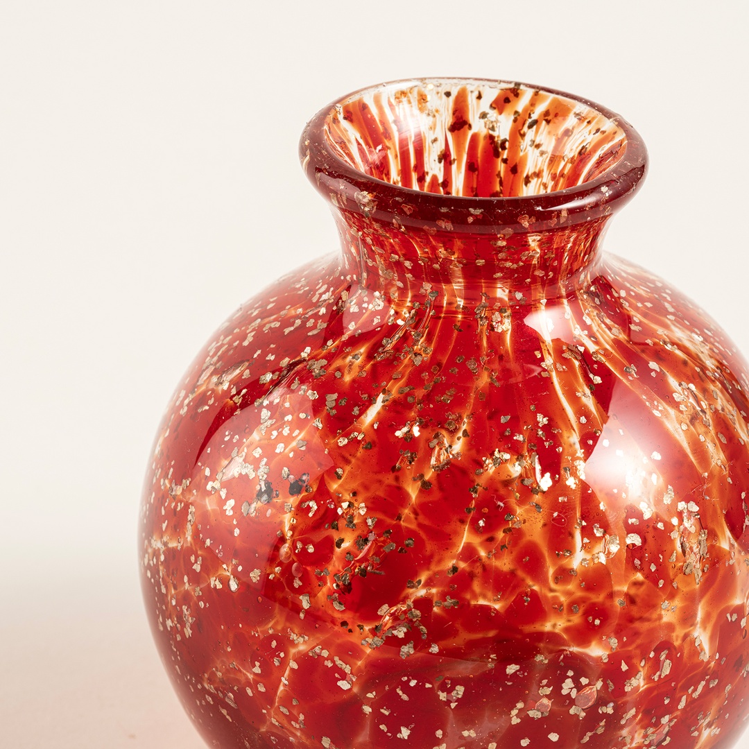 Macau Cam Vazo 10.5x10.5x12 Cm Kırmızı