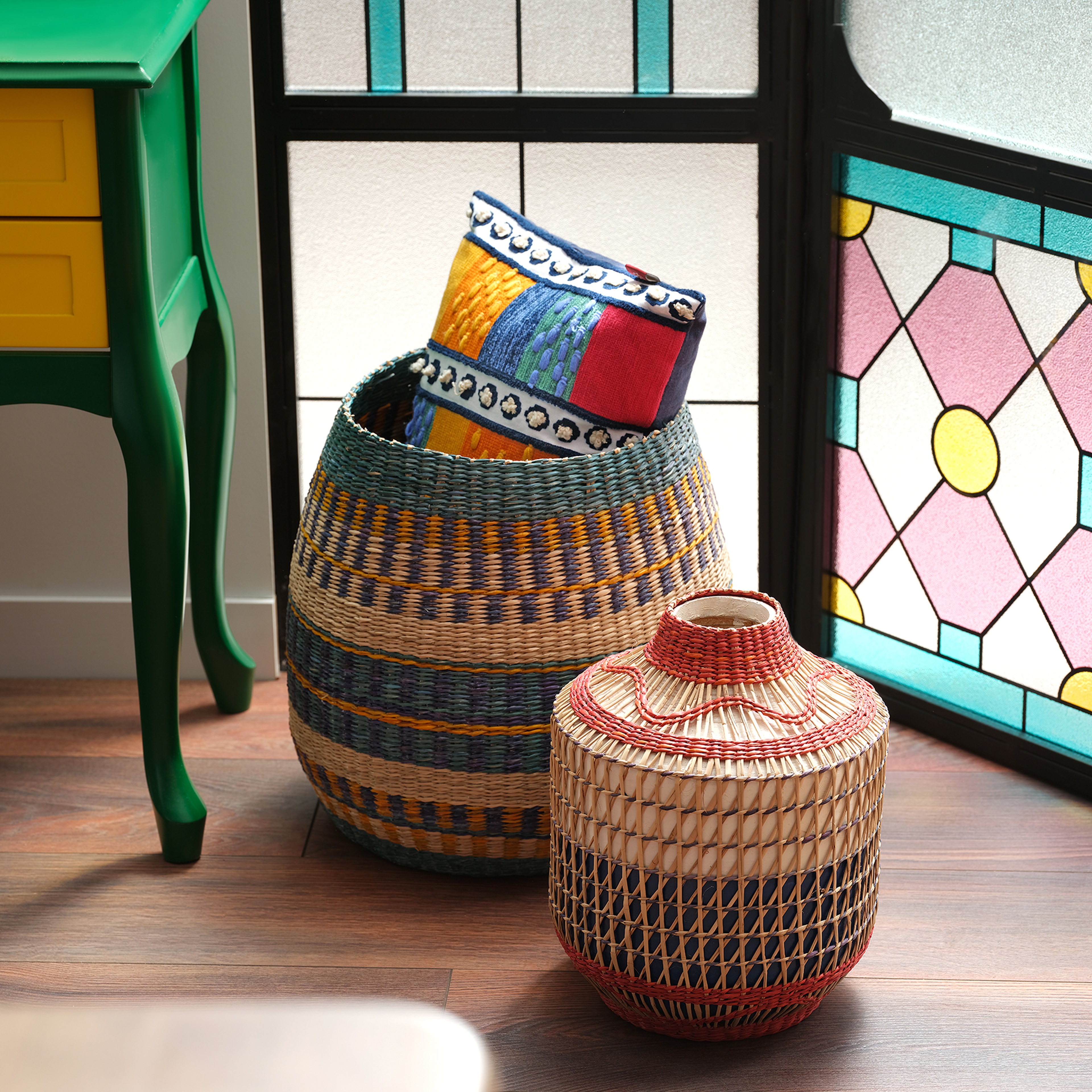 Tam Dao Deniz Çayırı - Bambu Vazo 25x25x30 Cm Renkli