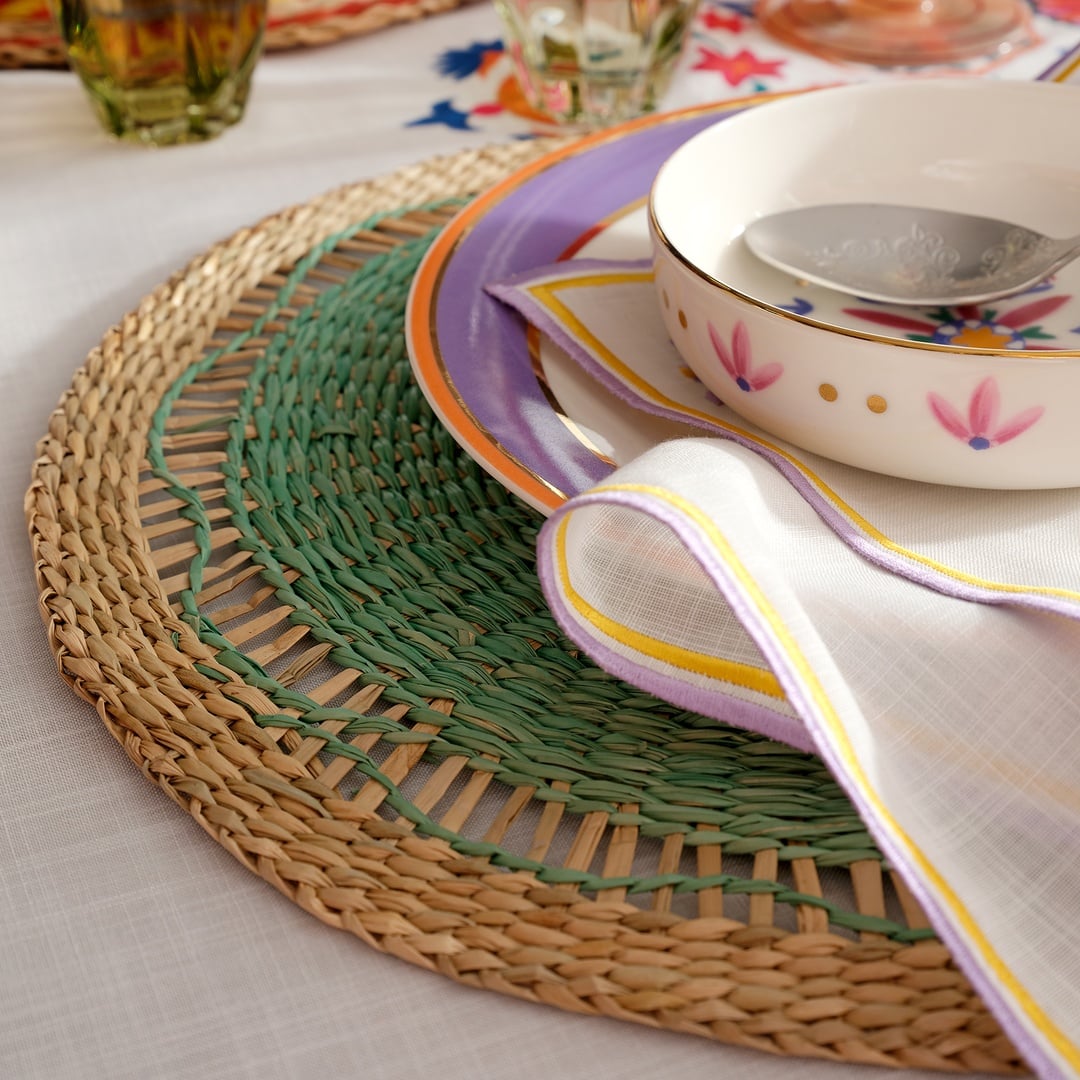 Tam Dao Deniz Çayırı Amerikan Servis 38x38x0.3 Cm Natural - Mavi