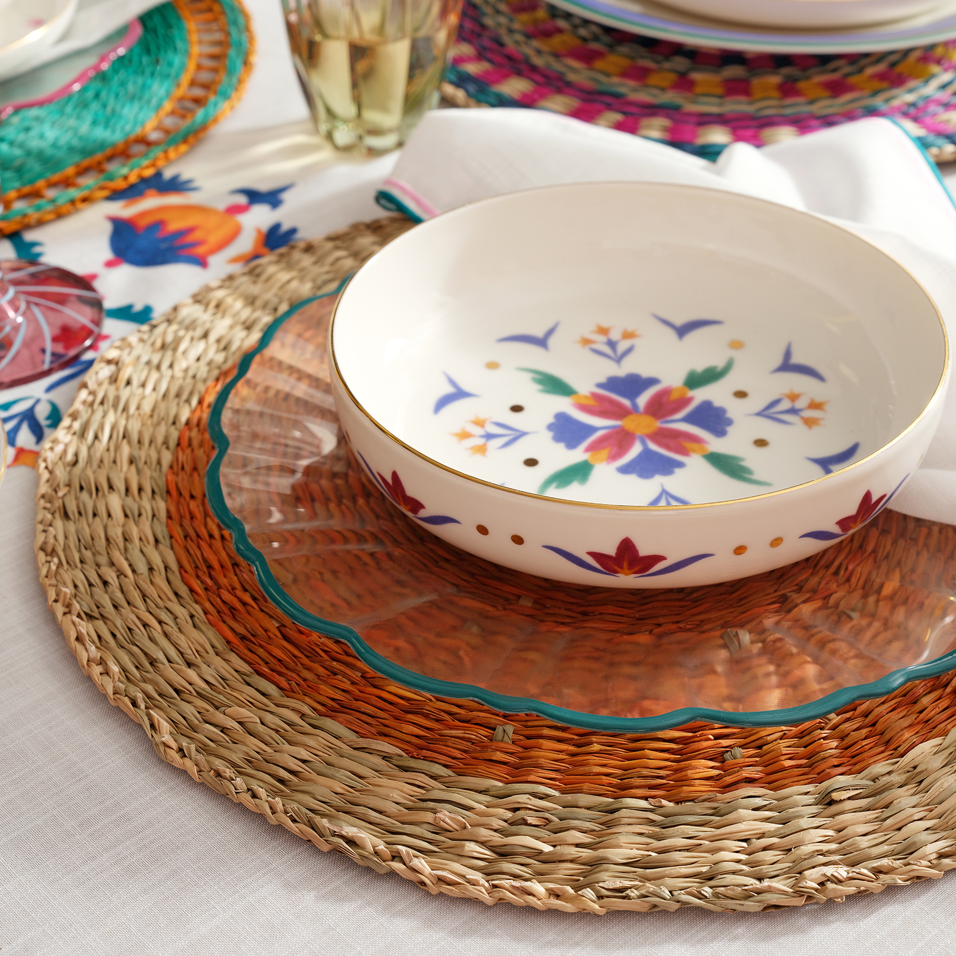 Tam Dao Deniz Çayırı Amerikan Servis 38x38x0.3 Cm Natural - Mavi