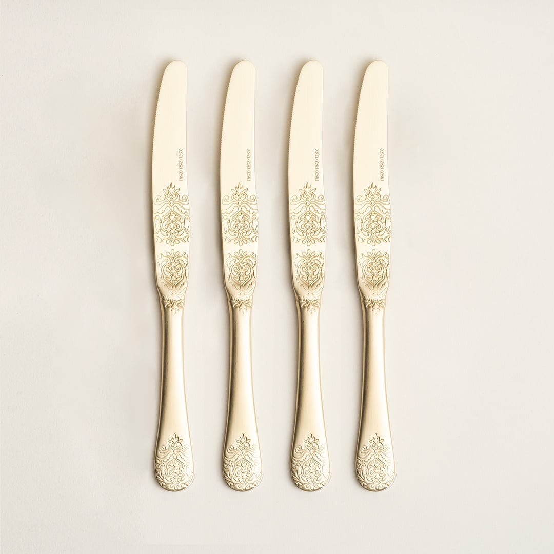 Dume Çelik Yemek Bıçağı 2x23x0.3 Cm Mat Şampanya