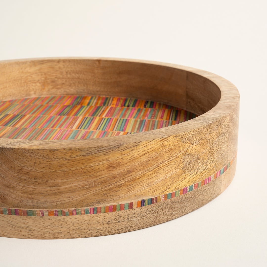 Lakrı Mango Ağacı Tepsi 24x24x5 Cm Natural