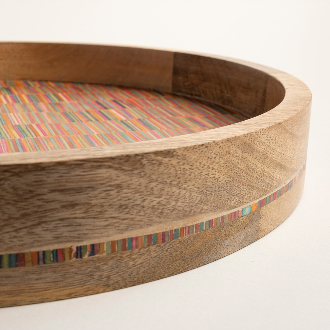 Lakrı Mango Ağacı Tepsi 38x38x5 Cm Natural