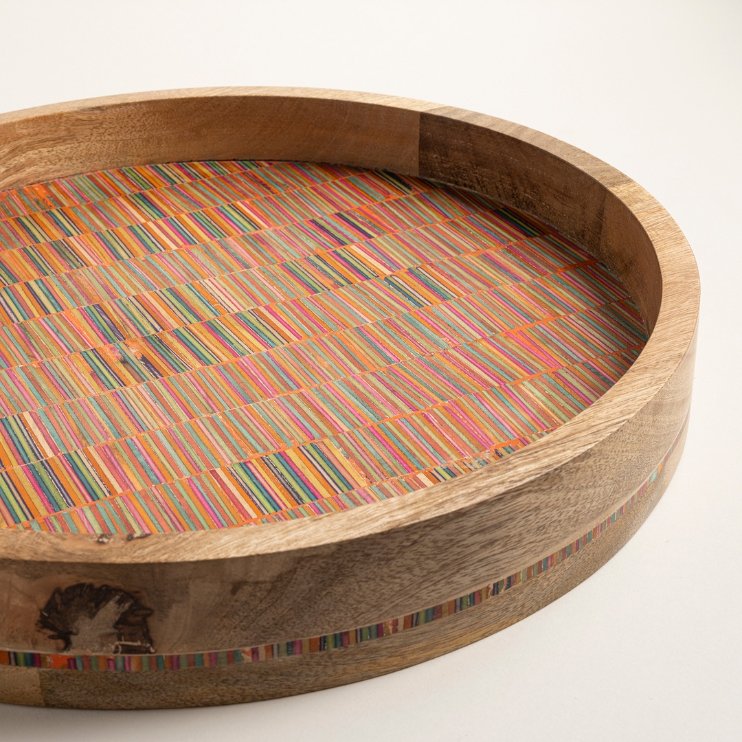 Lakrı Mango Ağacı Tepsi 38x38x5 Cm Natural