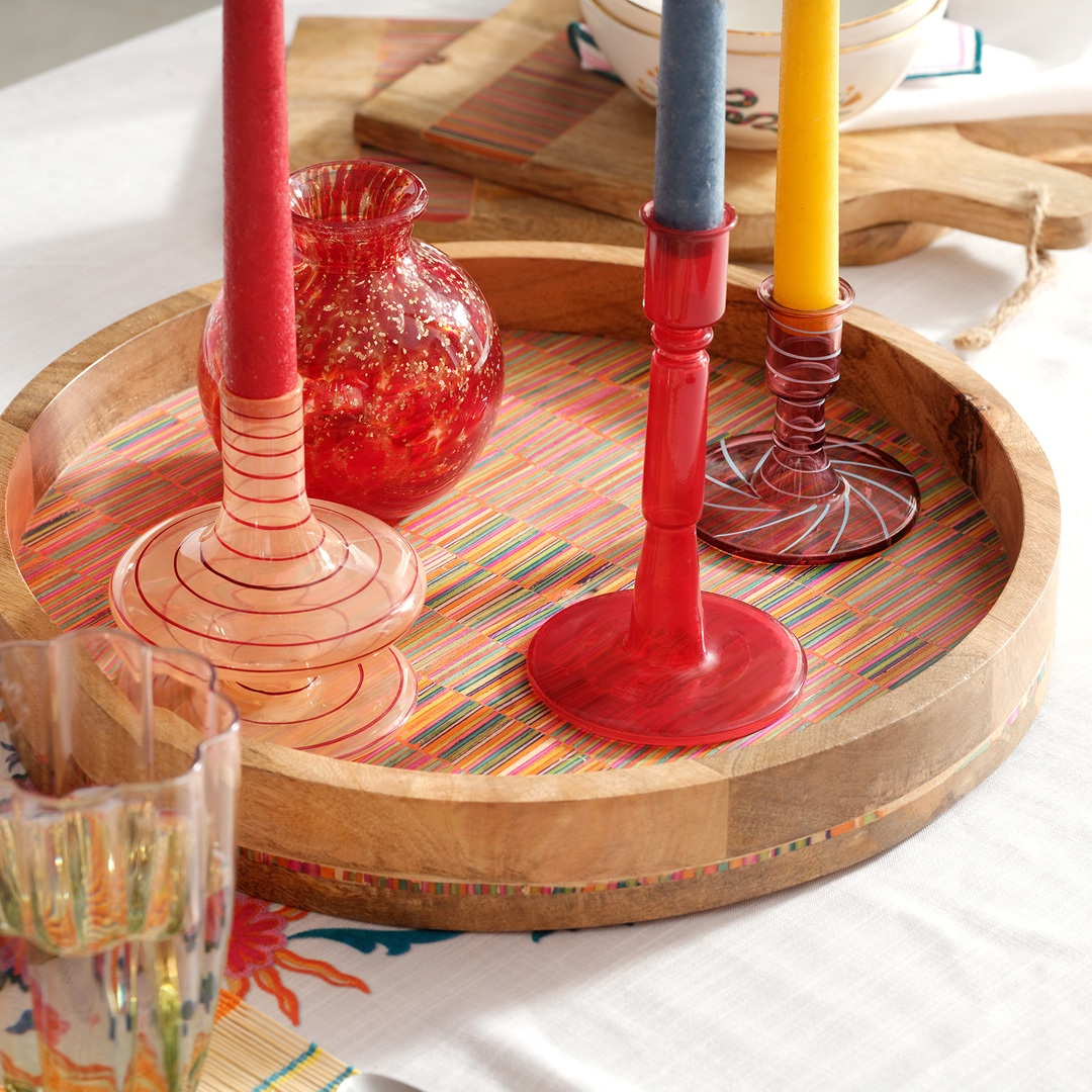 Lakrı Mango Ağacı Tepsi 38x38x5 Cm Natural