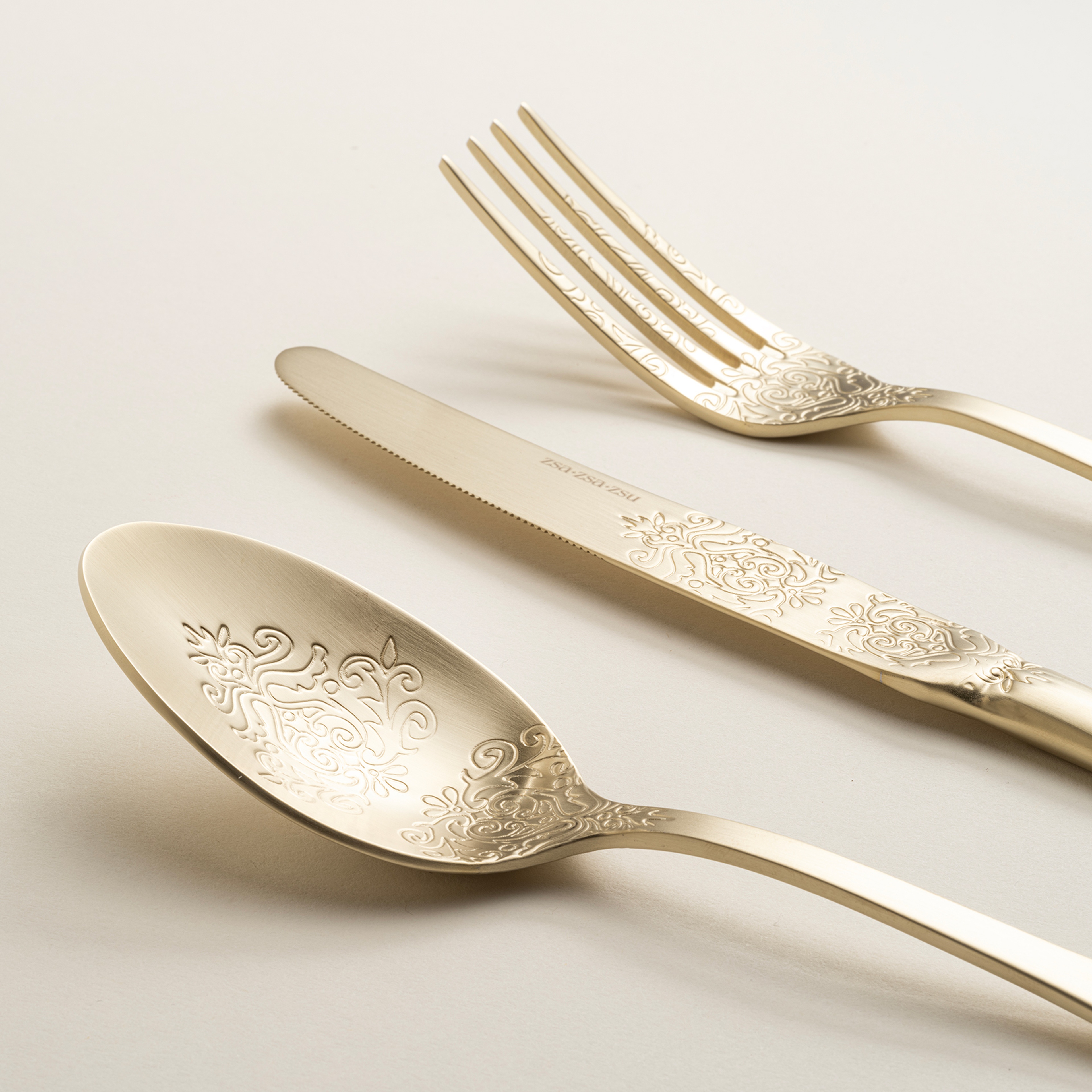 Dume Çelik Tatlı Çatalı 3x20x0.2 Cm Mat Şampanya