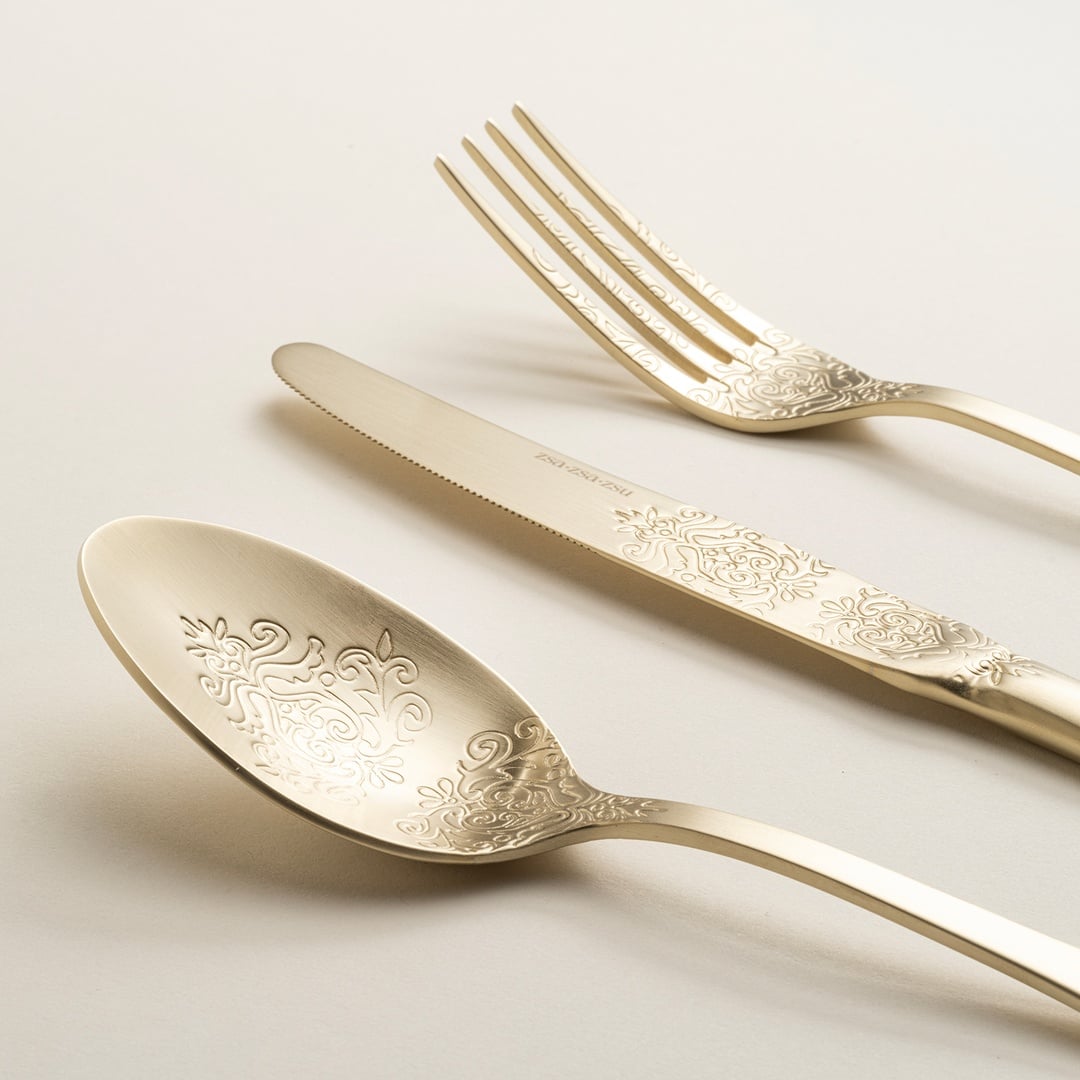 Dume Çelik Yemek Çatalı 3x23x0.3 Cm Mat Şampanya