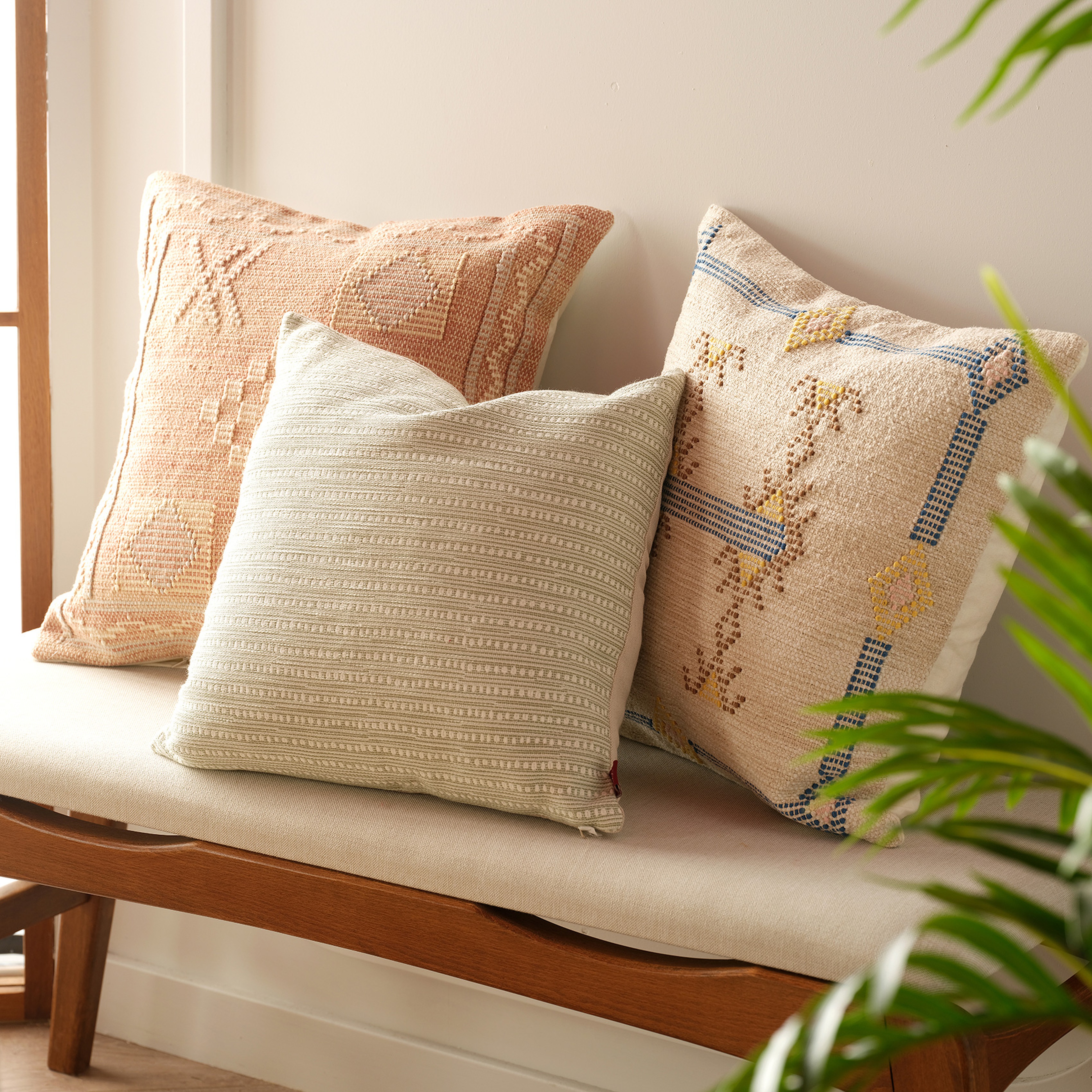 Jaıpur Pamuk Dolgulu Kırlent 50x50 Cm Krem