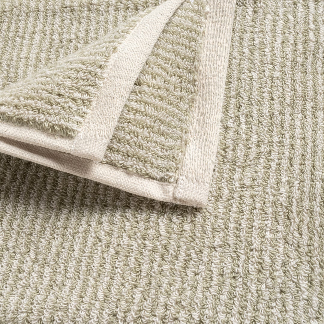 Solıd İplik Boyalı Çizgili Pamuk %100 Pamuk Yüz Havlusu 50x90 Cm Natürel - Yeşil