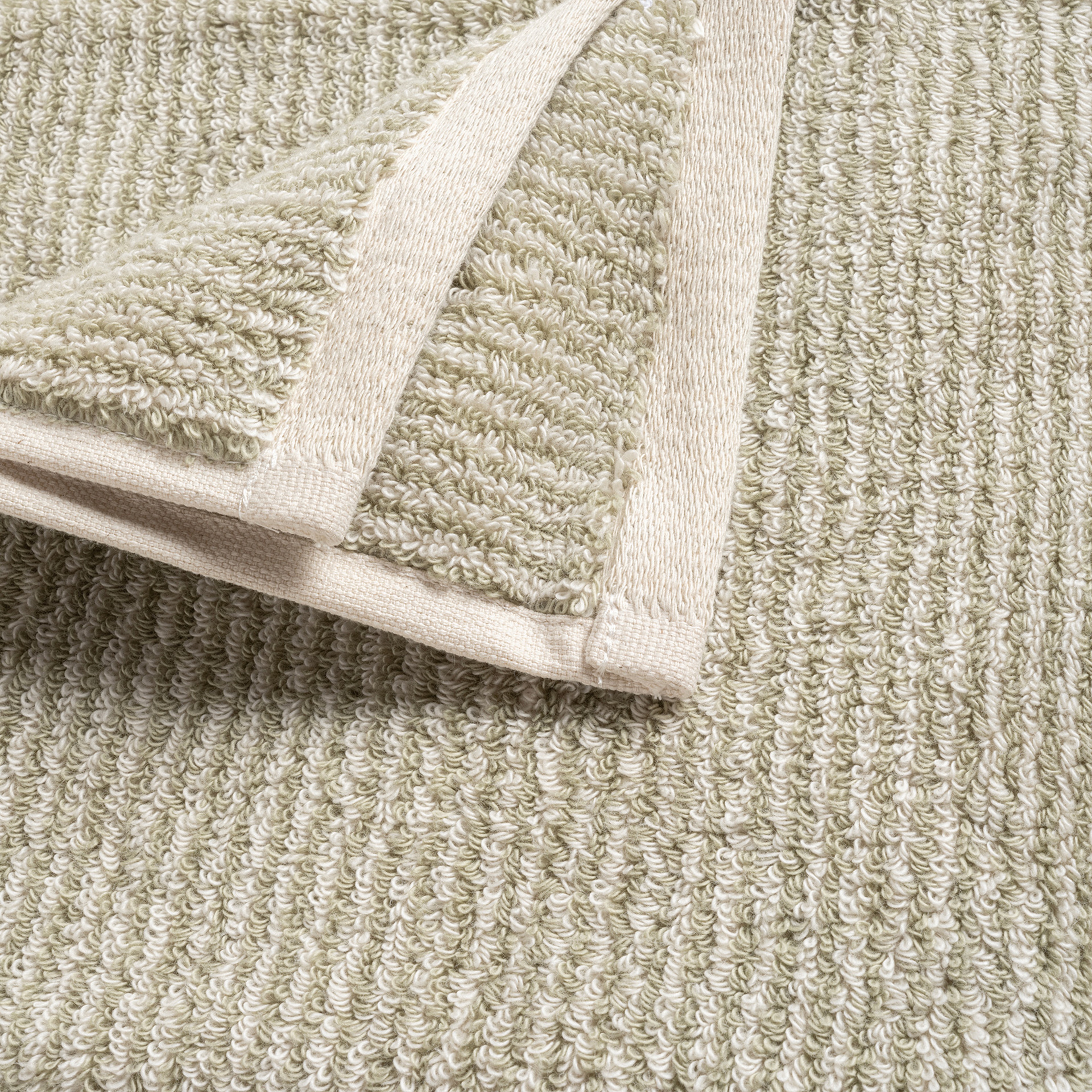 Solıd İplik Boyalı Çizgili Pamuk %100 Pamuk Yüz Havlusu 50x90 Cm Natürel - Yeşil