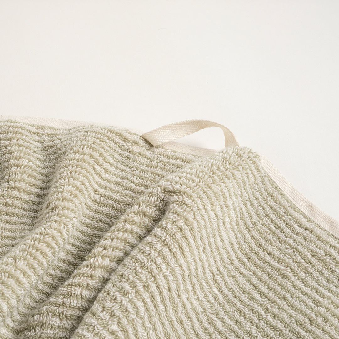 Solıd İplik Boyalı Çizgili Pamuk %100 Pamuk Yüz Havlusu 50x90 Cm Natürel - Yeşil