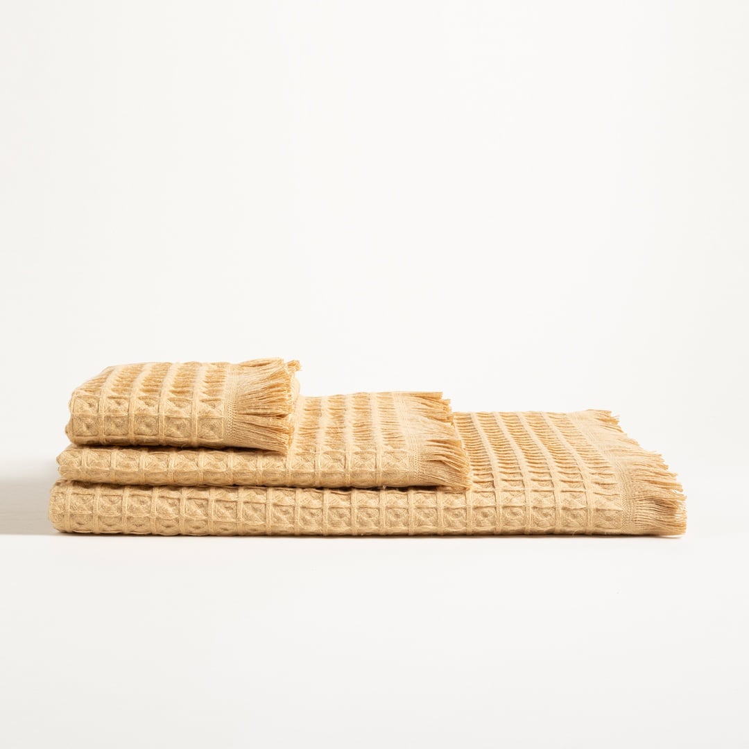 Solıd Waffle Pamuk Modal Pamuklu Yüz Havlusu 50x90 Cm Sarı