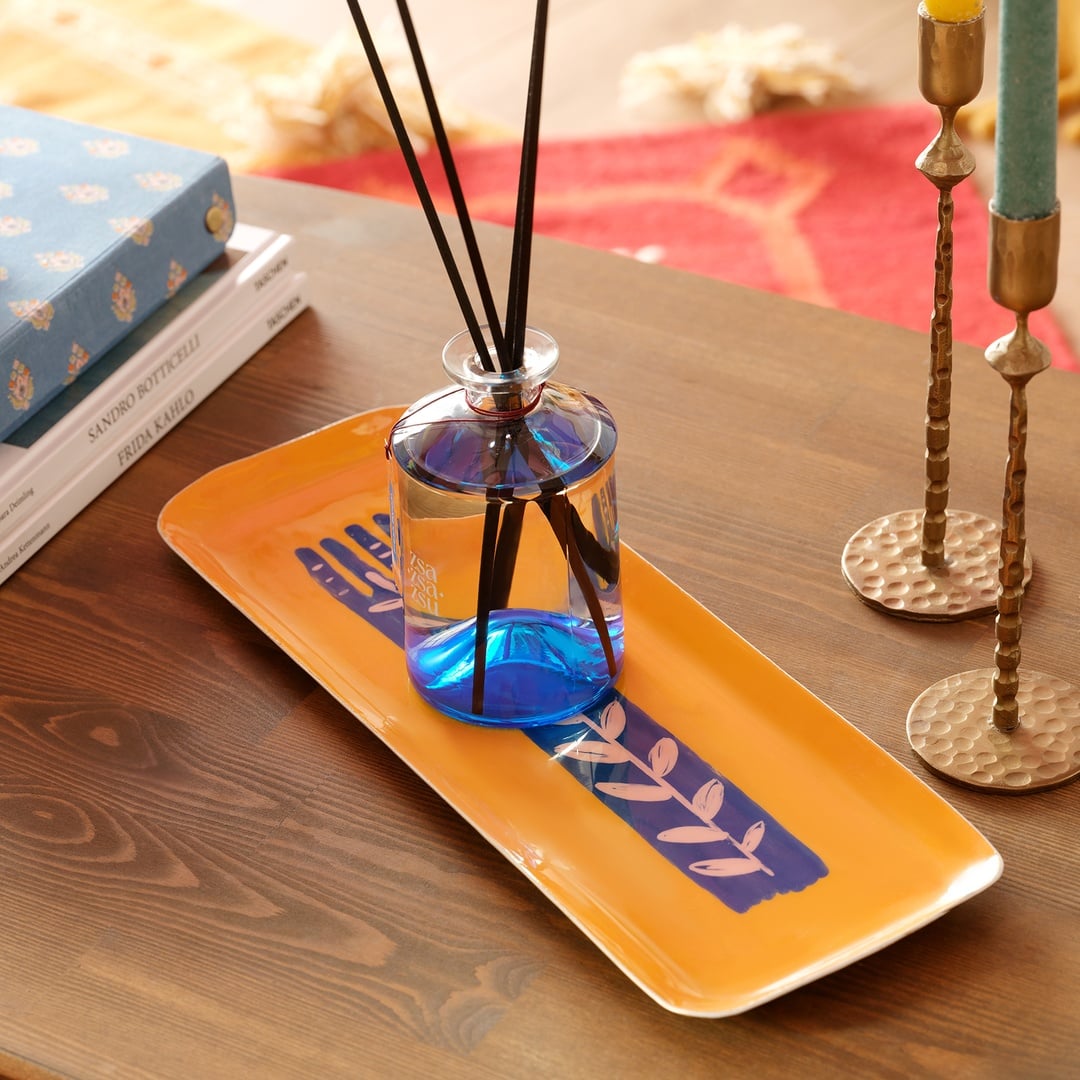 Nanpur Metal Dekoratif Tepsi 42x15.25x1.9 Cm Sarı