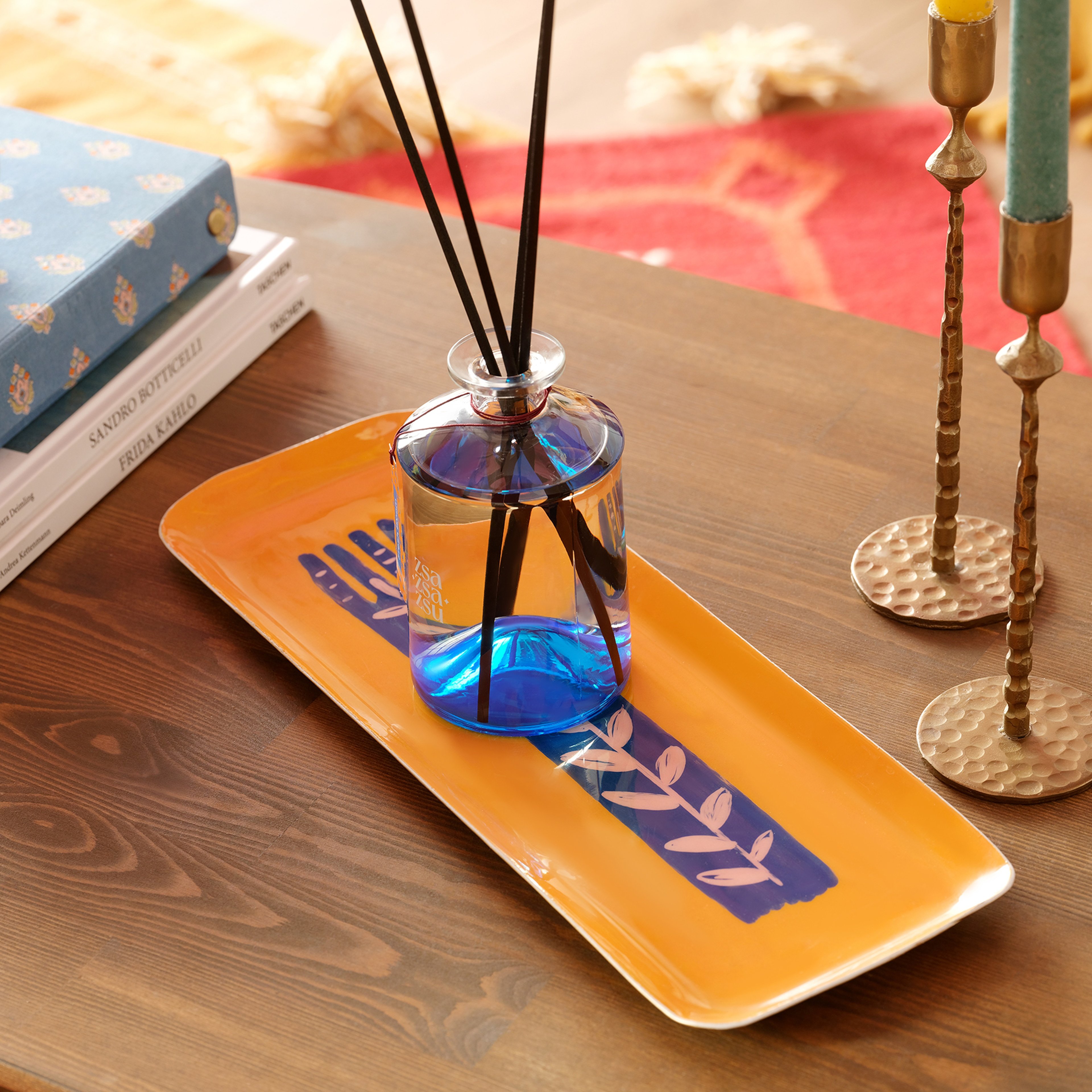 Nanpur Metal Dekoratif Tepsi 42x15.25x1.9 Cm Sarı