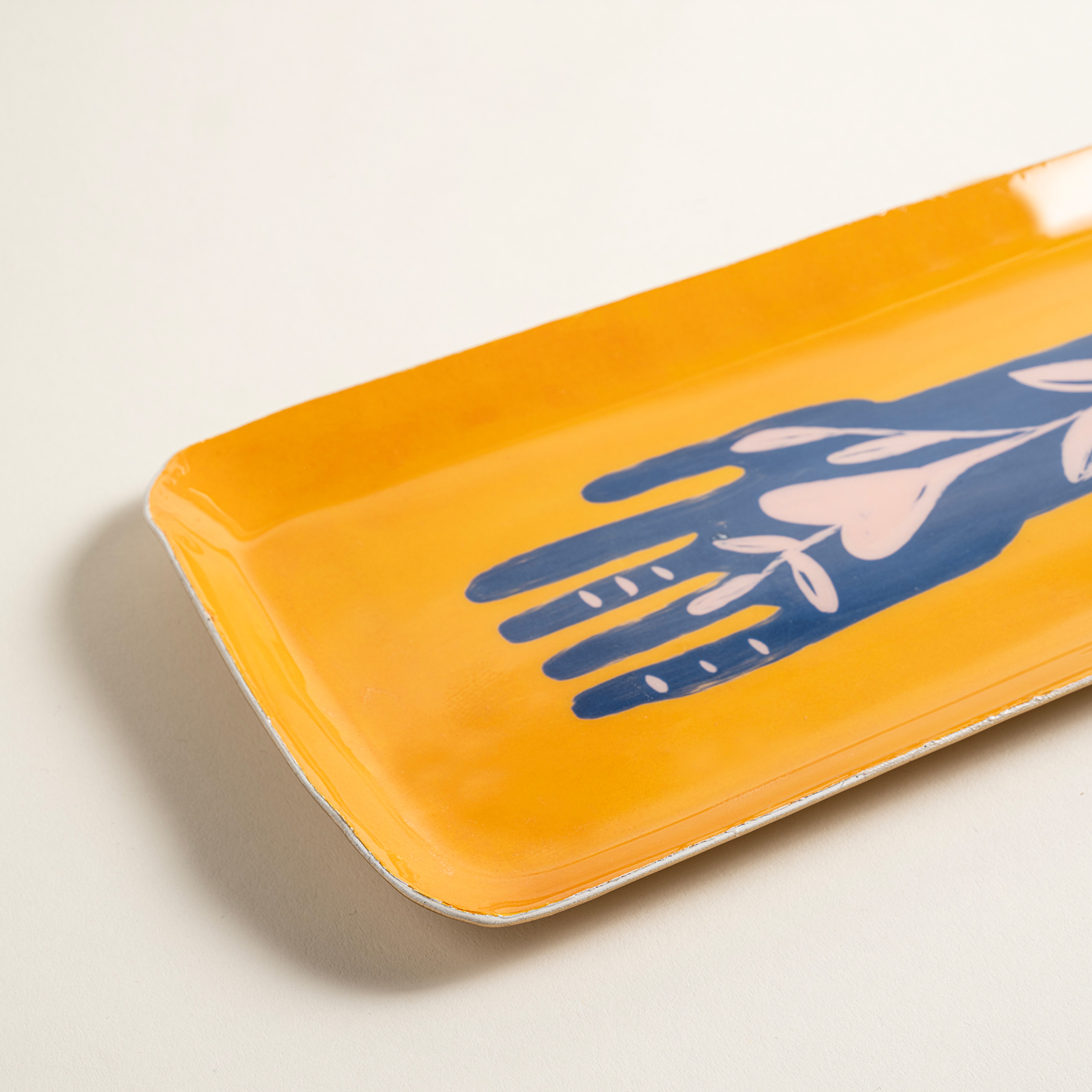 Nanpur Metal Dekoratif Tepsi 42x15.25x1.9 Cm Sarı