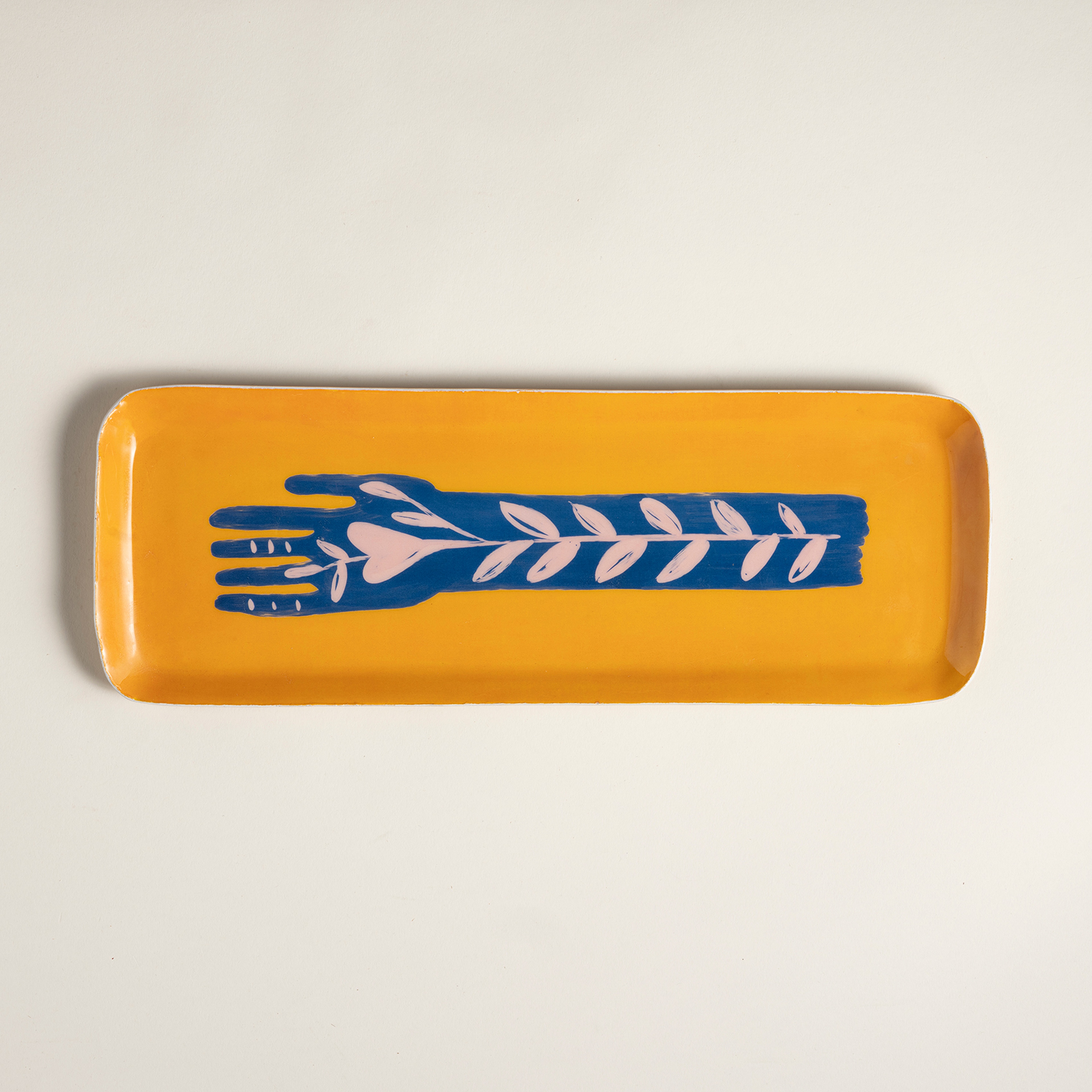 Nanpur Metal Dekoratif Tepsi 42x15.25x1.9 Cm Sarı