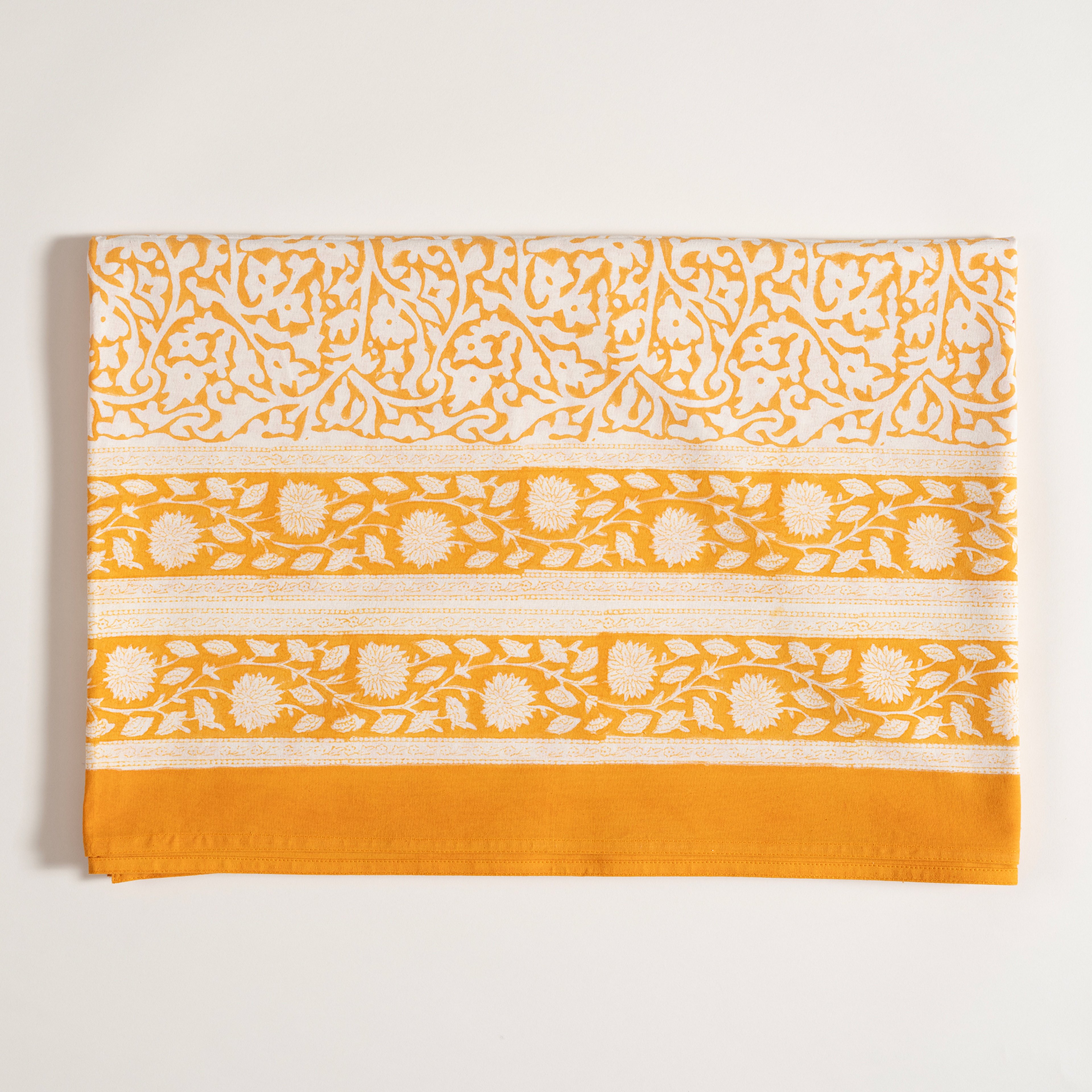 Maotha El Baskısı Pamuk %100 Pamuk Masa Örtüsü 160x240 Cm Turuncu