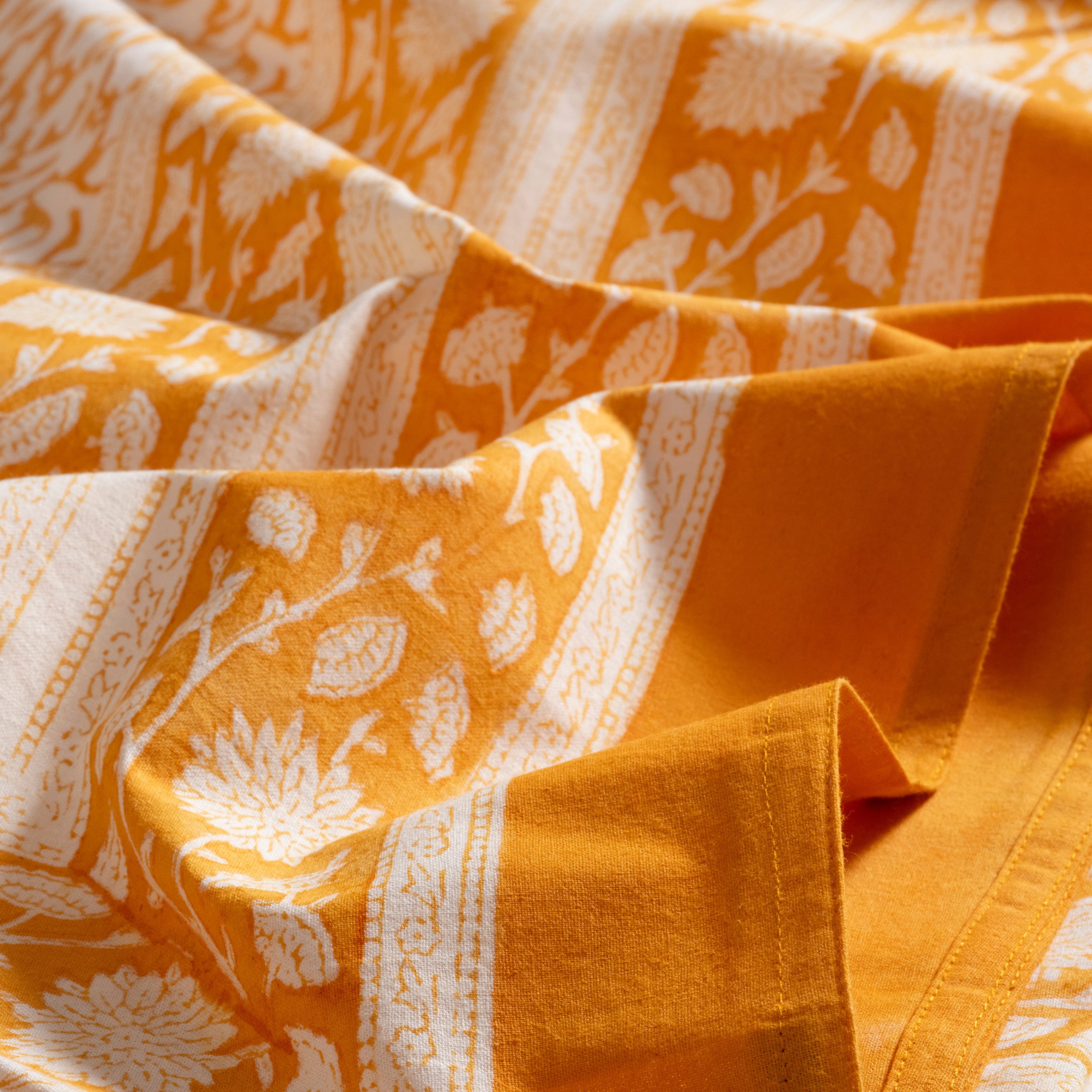 Maotha El Baskısı Pamuk %100 Pamuk Masa Örtüsü 160x240 Cm Turuncu