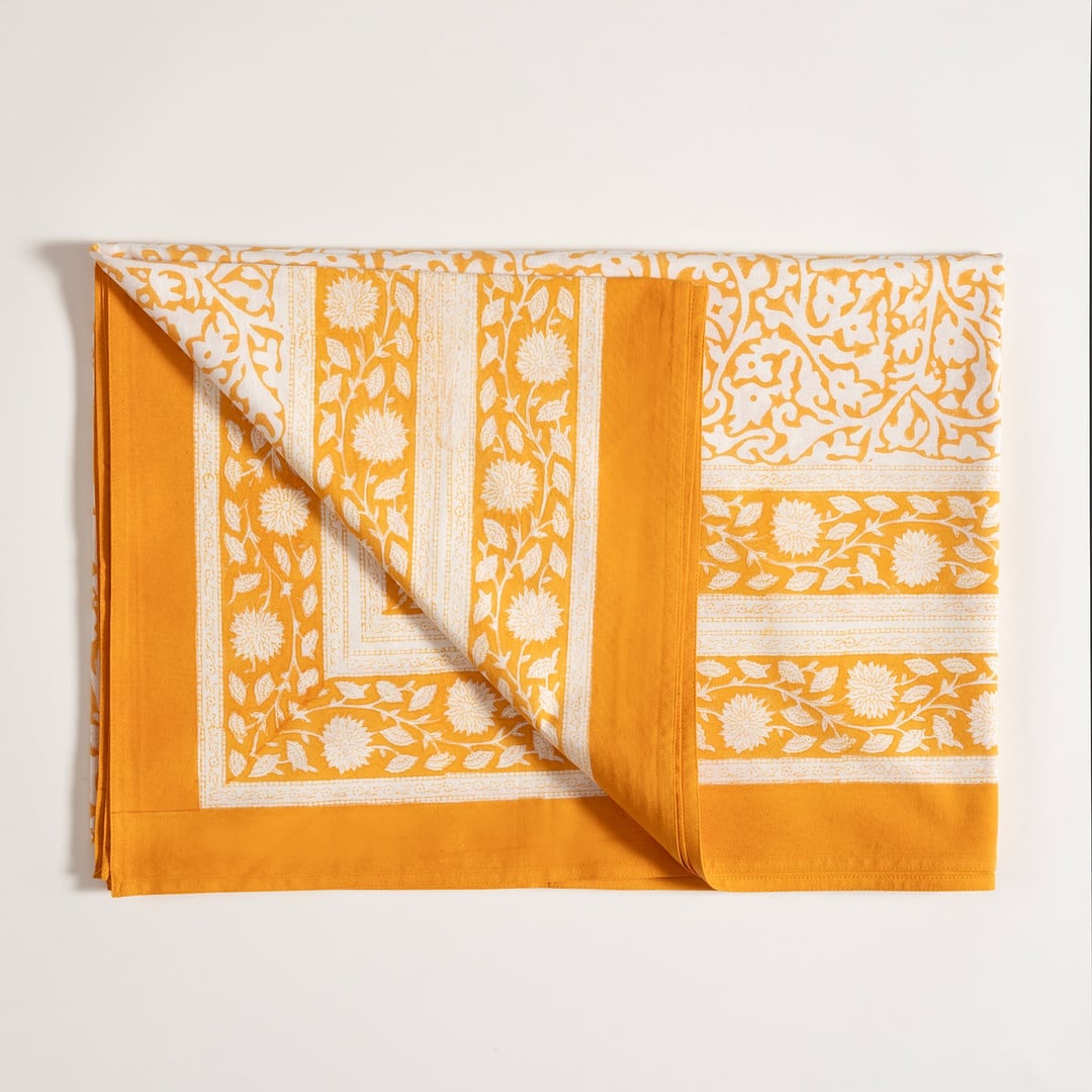 Maotha El Baskısı Pamuk %100 Pamuk Masa Örtüsü 160x240 Cm Turuncu