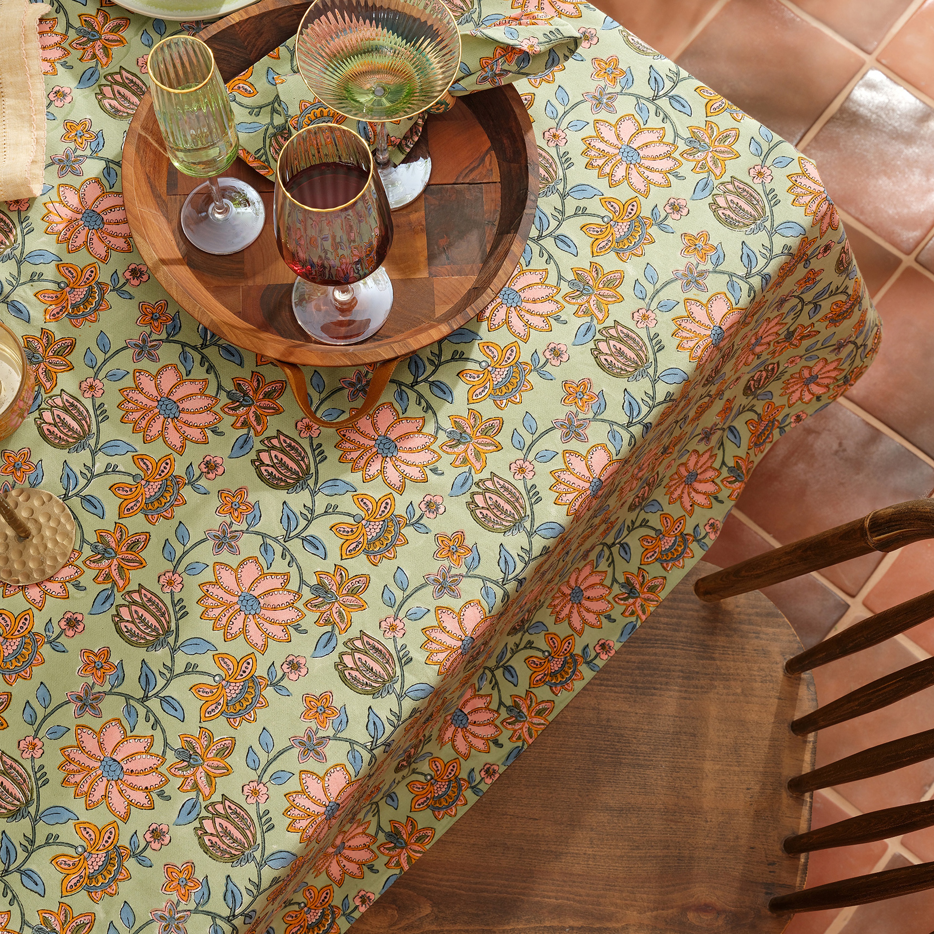 Maotha El Baskısı Pamuk %100 Pamuk Masa Örtüsü 160x240 Cm Renkli