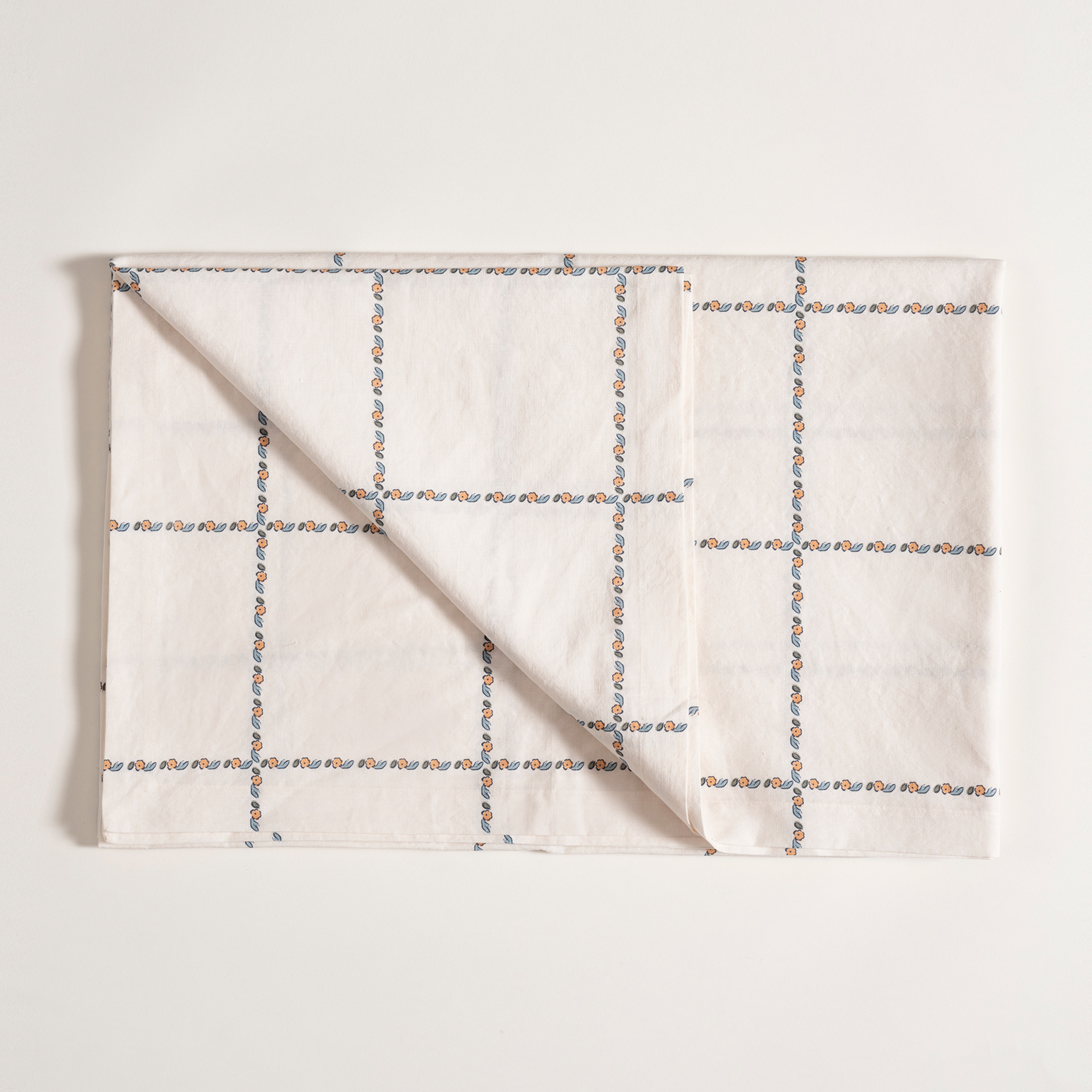 Nilüfer Baskılı Pamuk Keten Pamuk Keten Masa Örtüsü 160x240 Cm Ekru