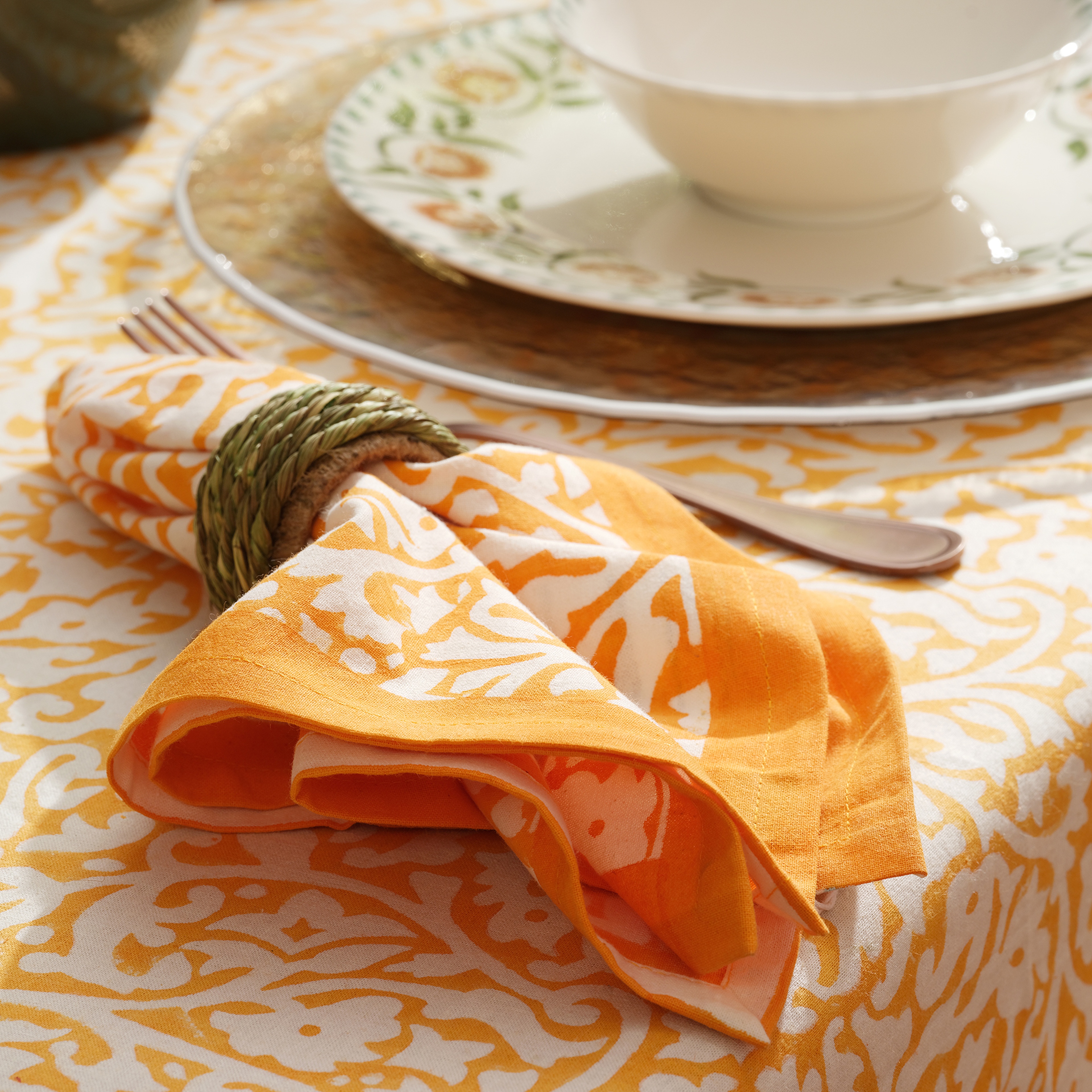 Maotha El Baskısı Pamuk %100 Pamuk Peçete 45x45 Cm Turuncu