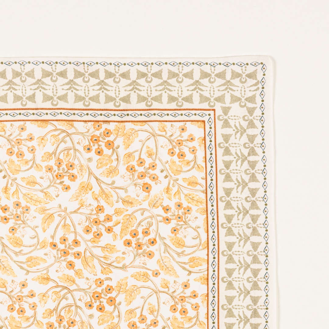 Nilüfer Baskılı Pamuk Pamuk Keten Peçete 45x45 Cm Yeşil - Sarı