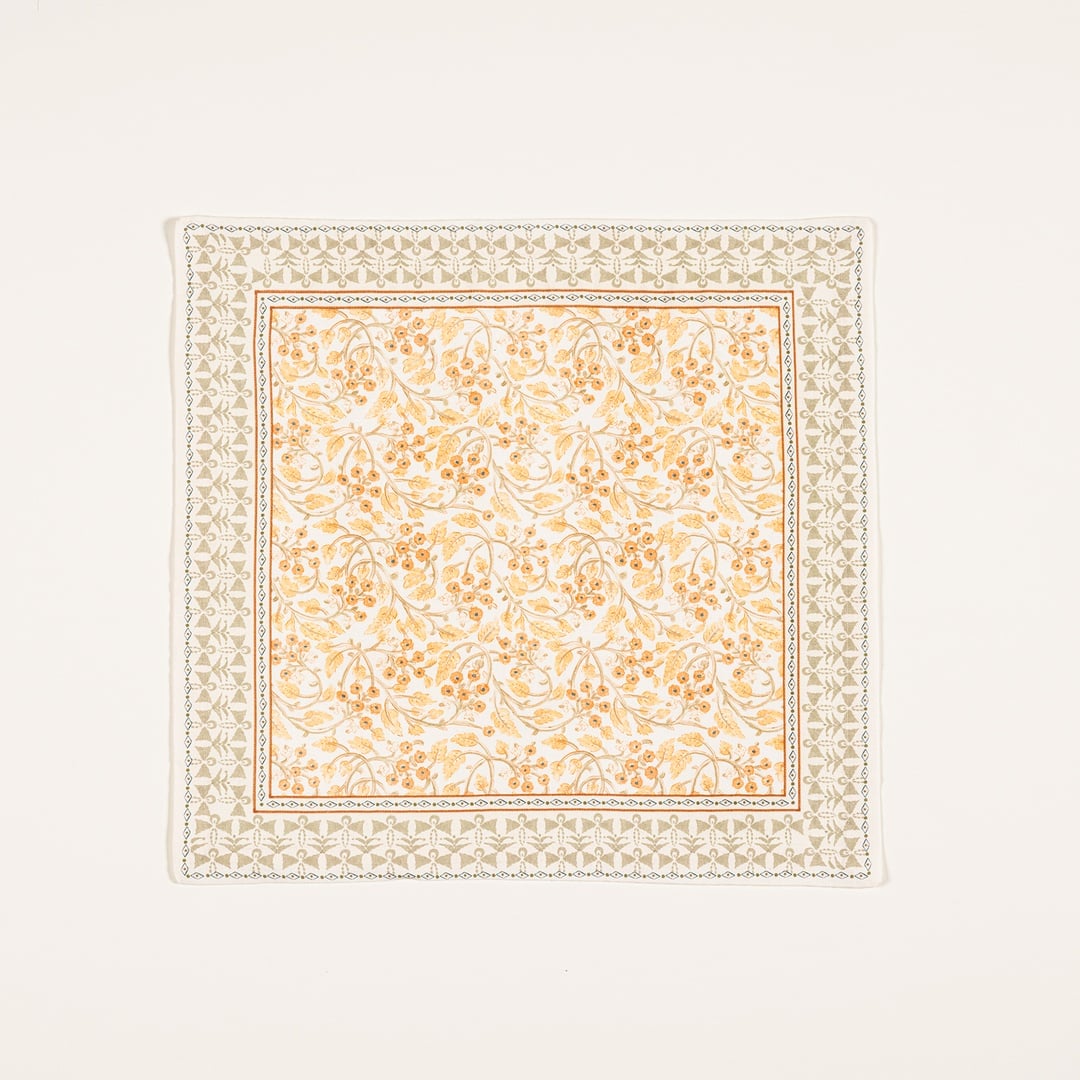 Nilüfer Baskılı Pamuk Pamuk Keten Peçete 45x45 Cm Yeşil - Sarı