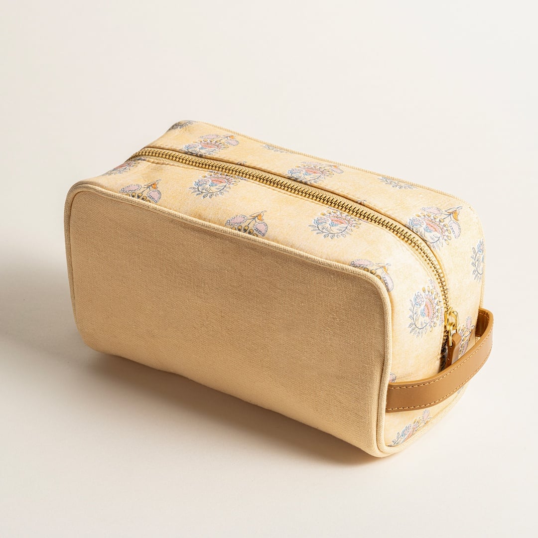 Noıda Baskılı Makyaj Çantası 9,75x5,25x5 Cm Açık Sarı